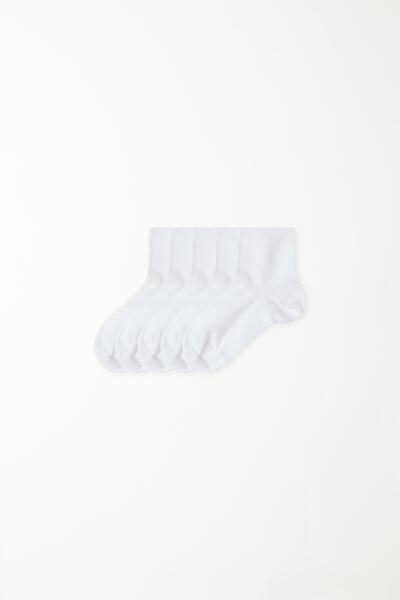 White Short Socks, Set Of 5, Kids Unisex, , large image number 0