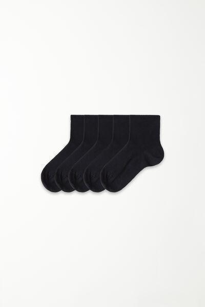 Navy Short Socks, Set Of 5, Kids Unisex, , large image number 0