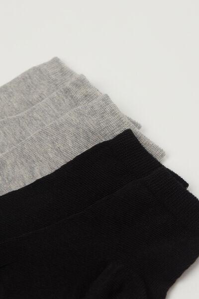 Multicolour Short Socks, Set Of 5, Kids Unisex, Grey Fleece/black, large image number 3