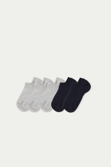 Tezenis - GREY/BLUE 5 X Cotton Trainer Socks