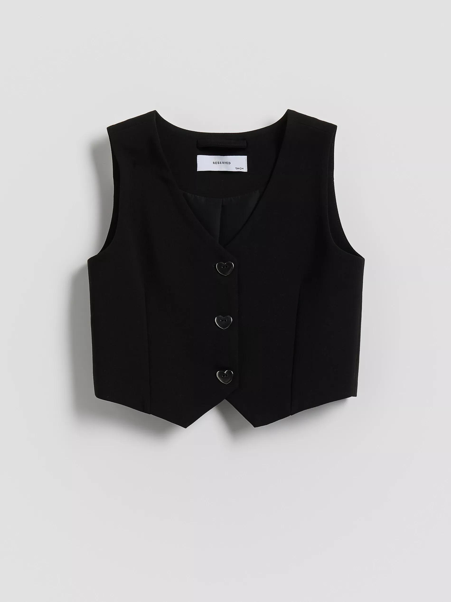 BLACK Vest with decorative buttons, Black, medium