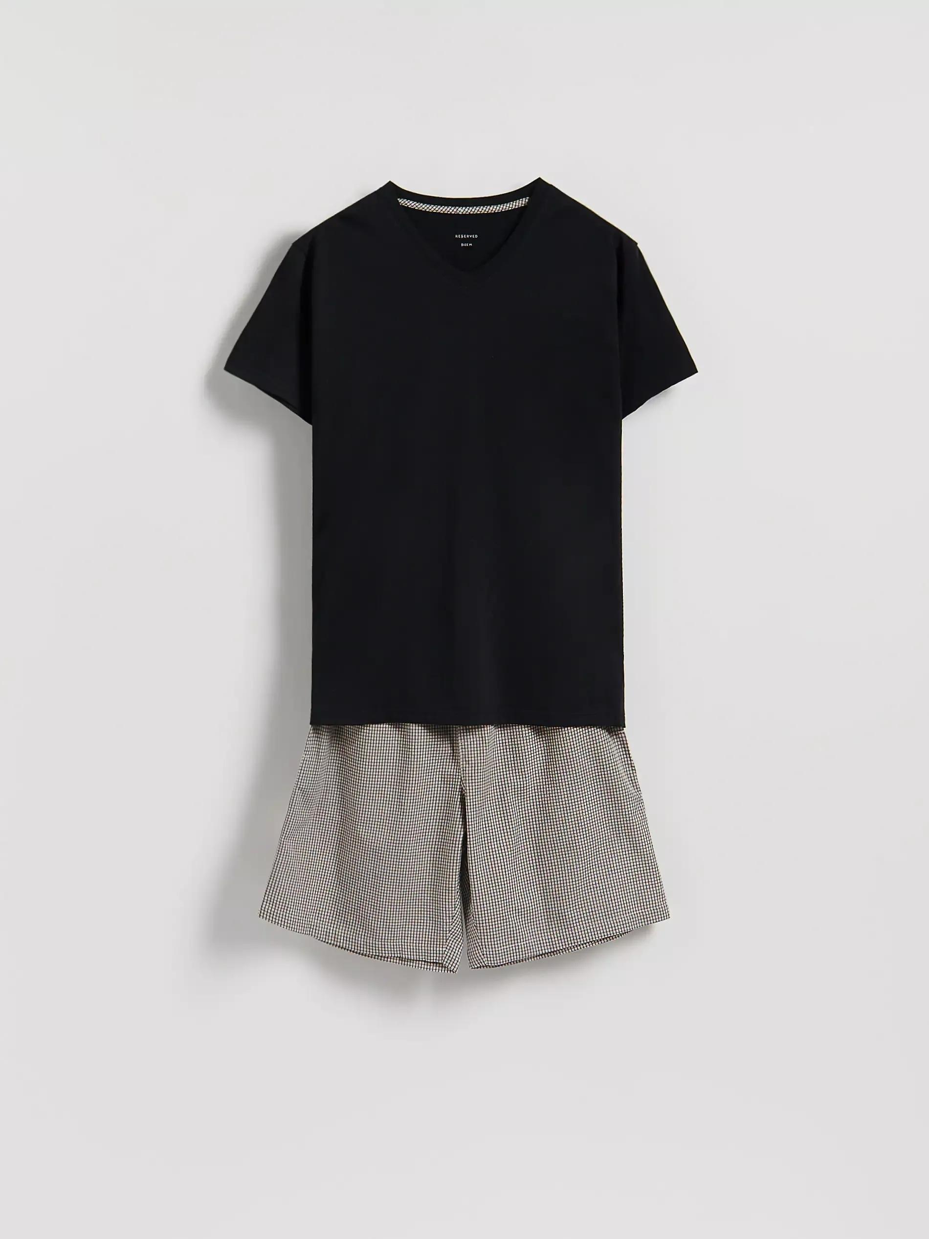 BLACK Two piece cotton pyjama set, , large image number 3