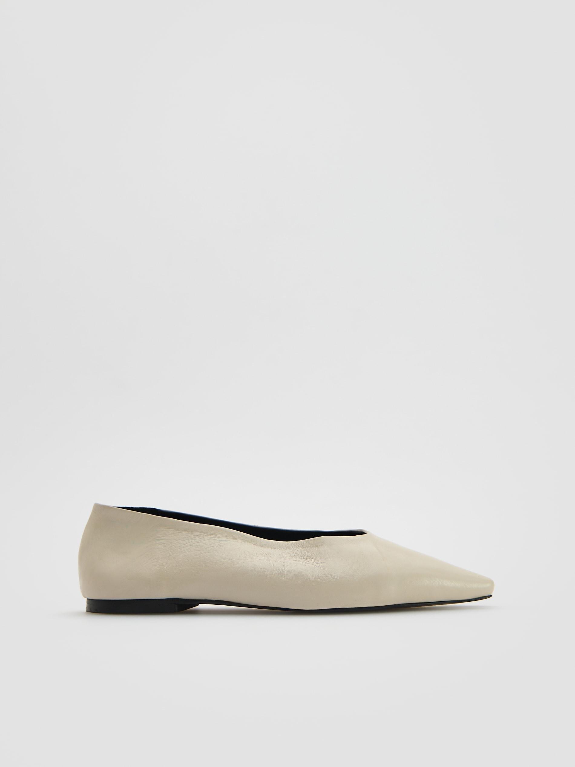 White Leather Ballerinas, , medium