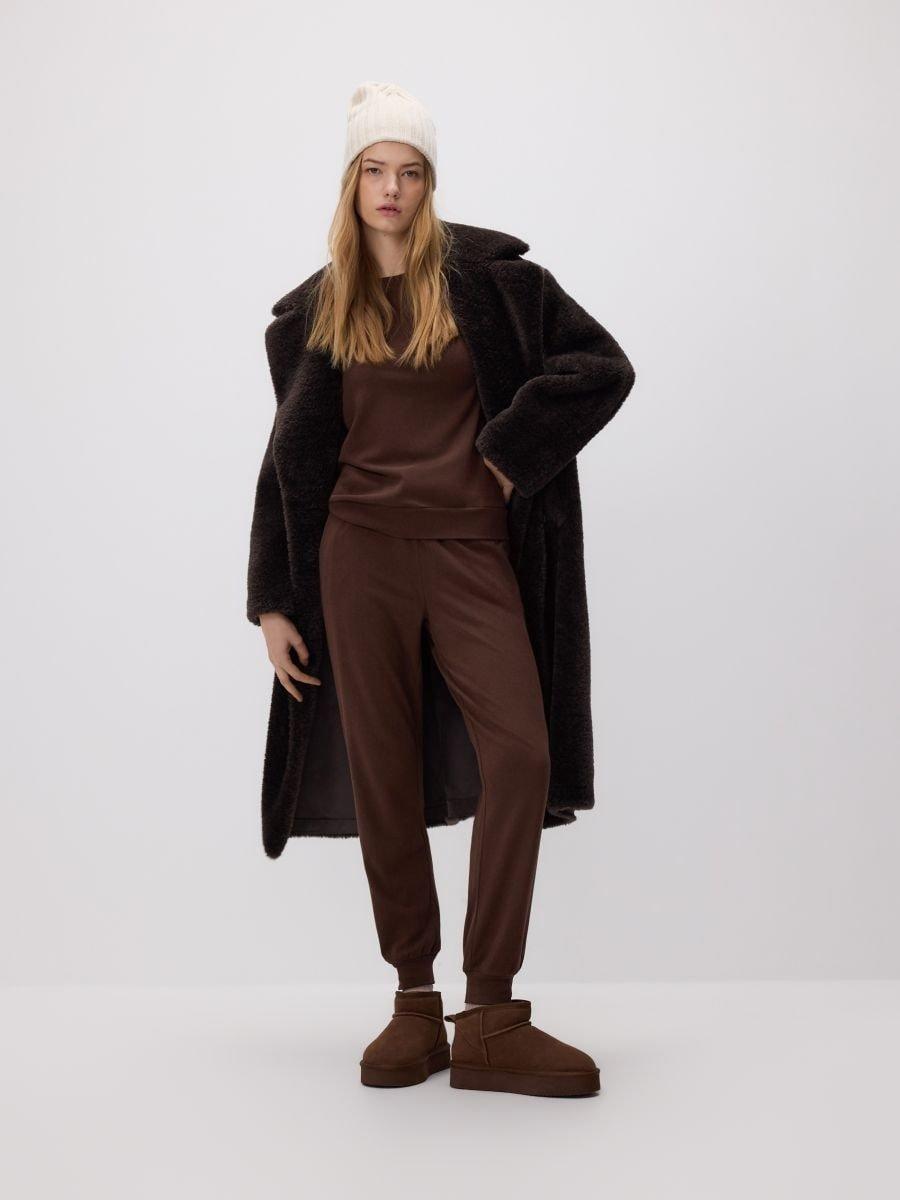 بنطال جوغر جيرسي بني, Brown, medium