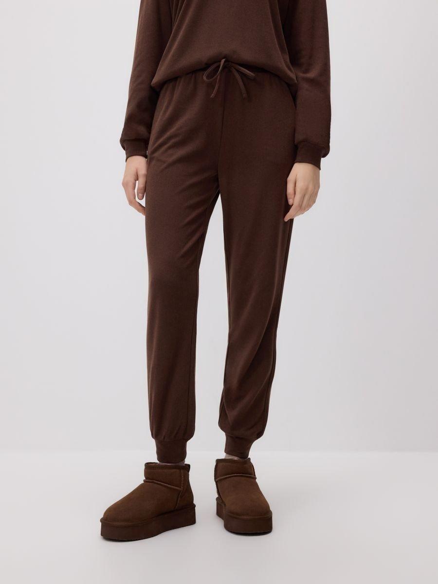 بنطال جوغر جيرسي بني, Brown, large image number 3