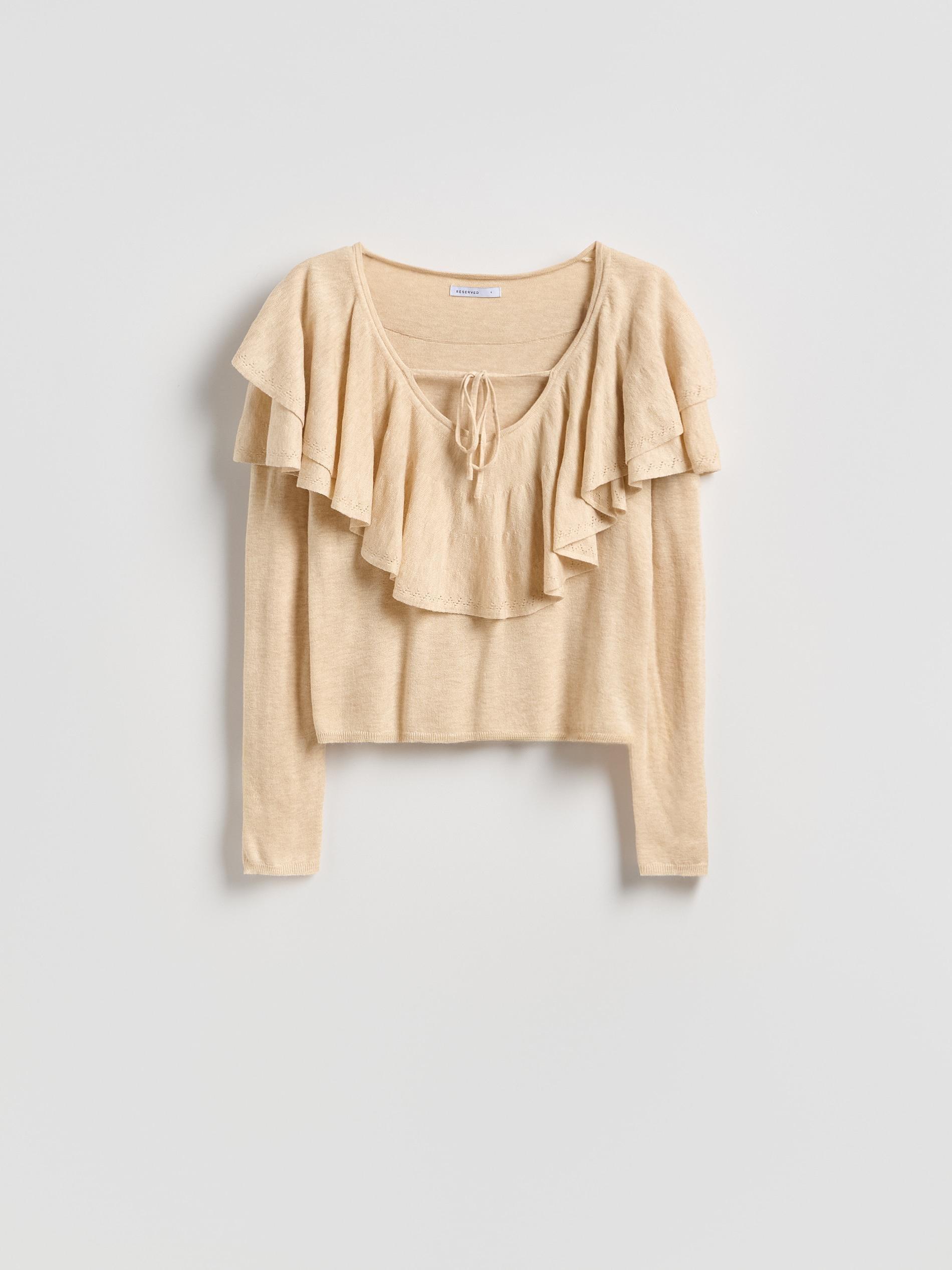 Beige Jumper With Peplum Hem, Beige, large image number 5