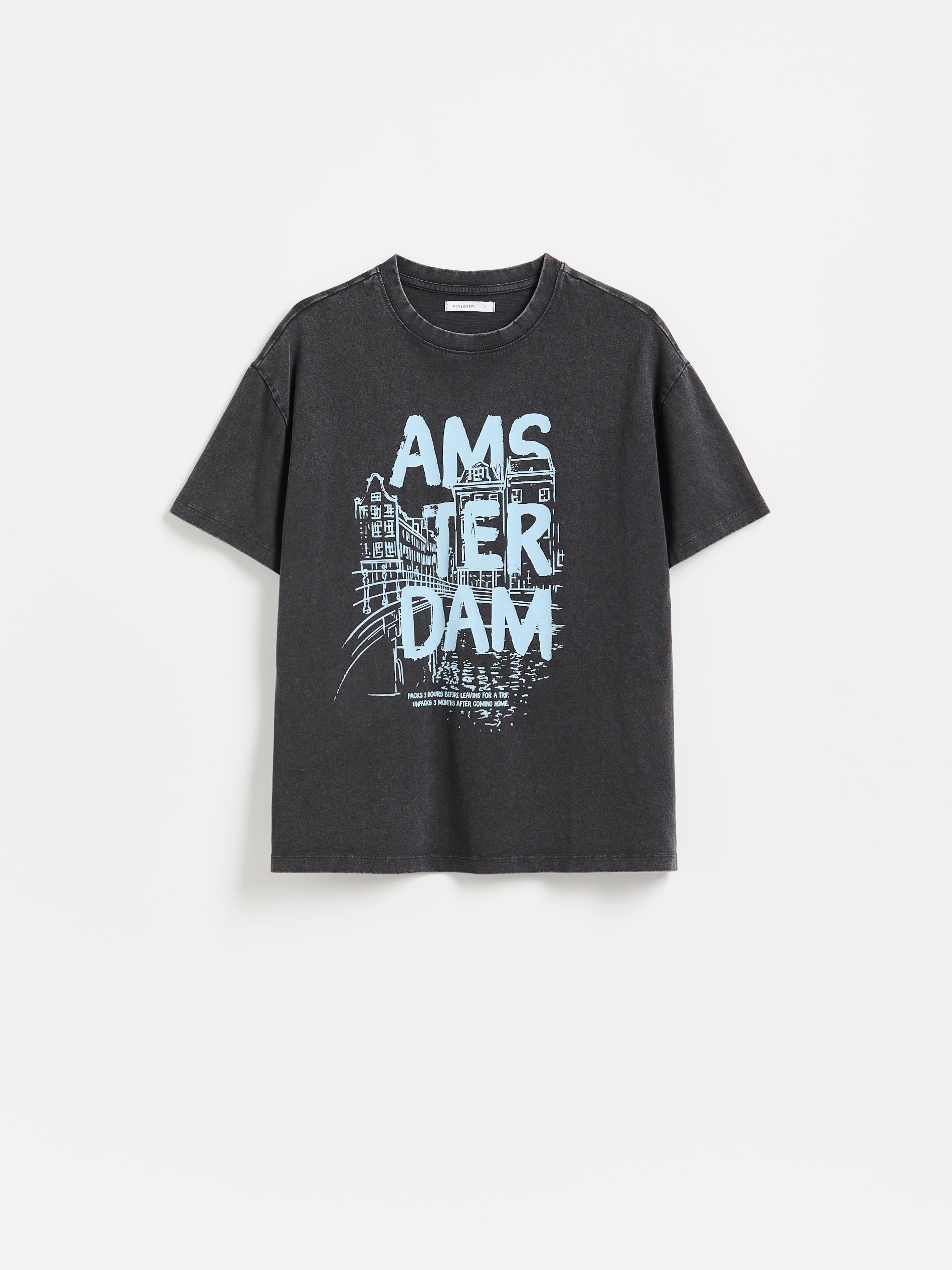 تيشيرت قطن مع طبعة رمادي, Grey, medium