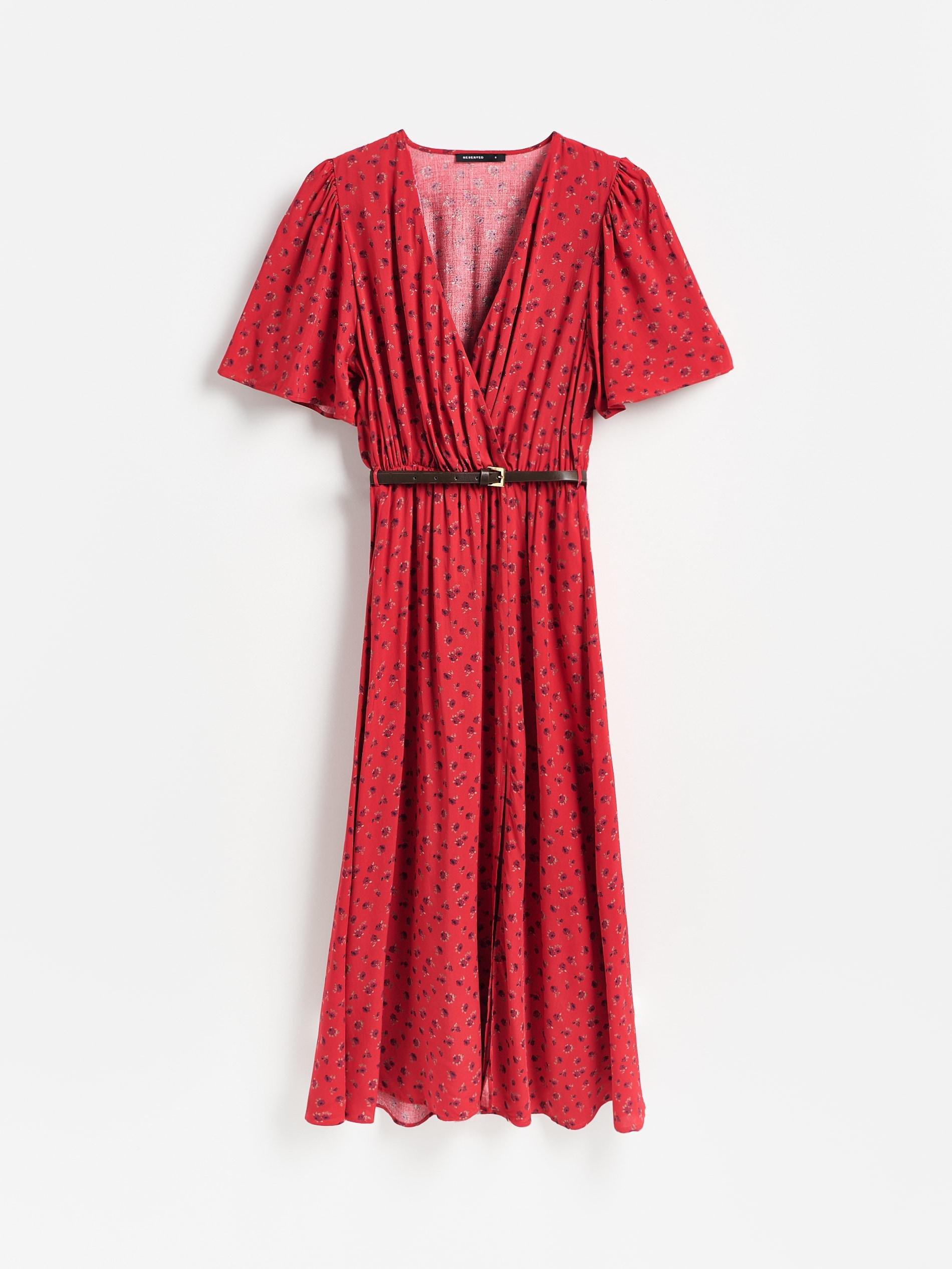 فستان منقوش and حزام متعدد الألوان, Multicolor, medium