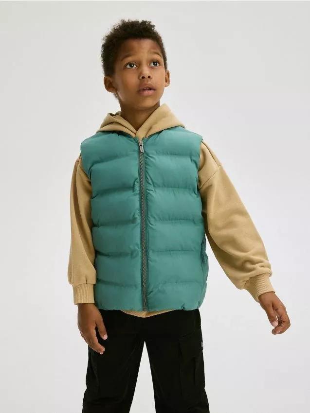 Green Insulated Vest, Kids Boys, Green, large image number 0