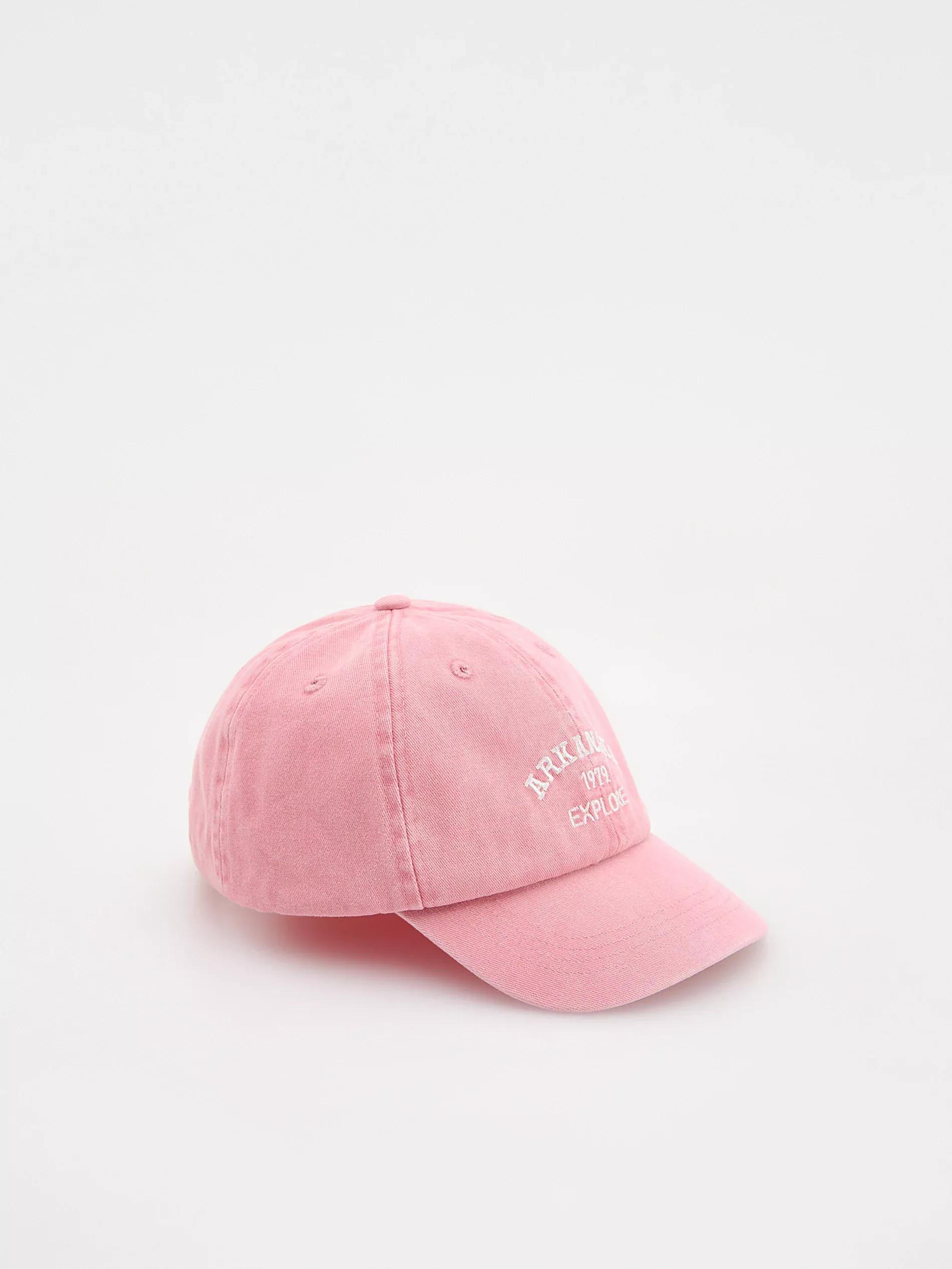 Pink Cap With Embroidery, Kids Girls, , large image number 0