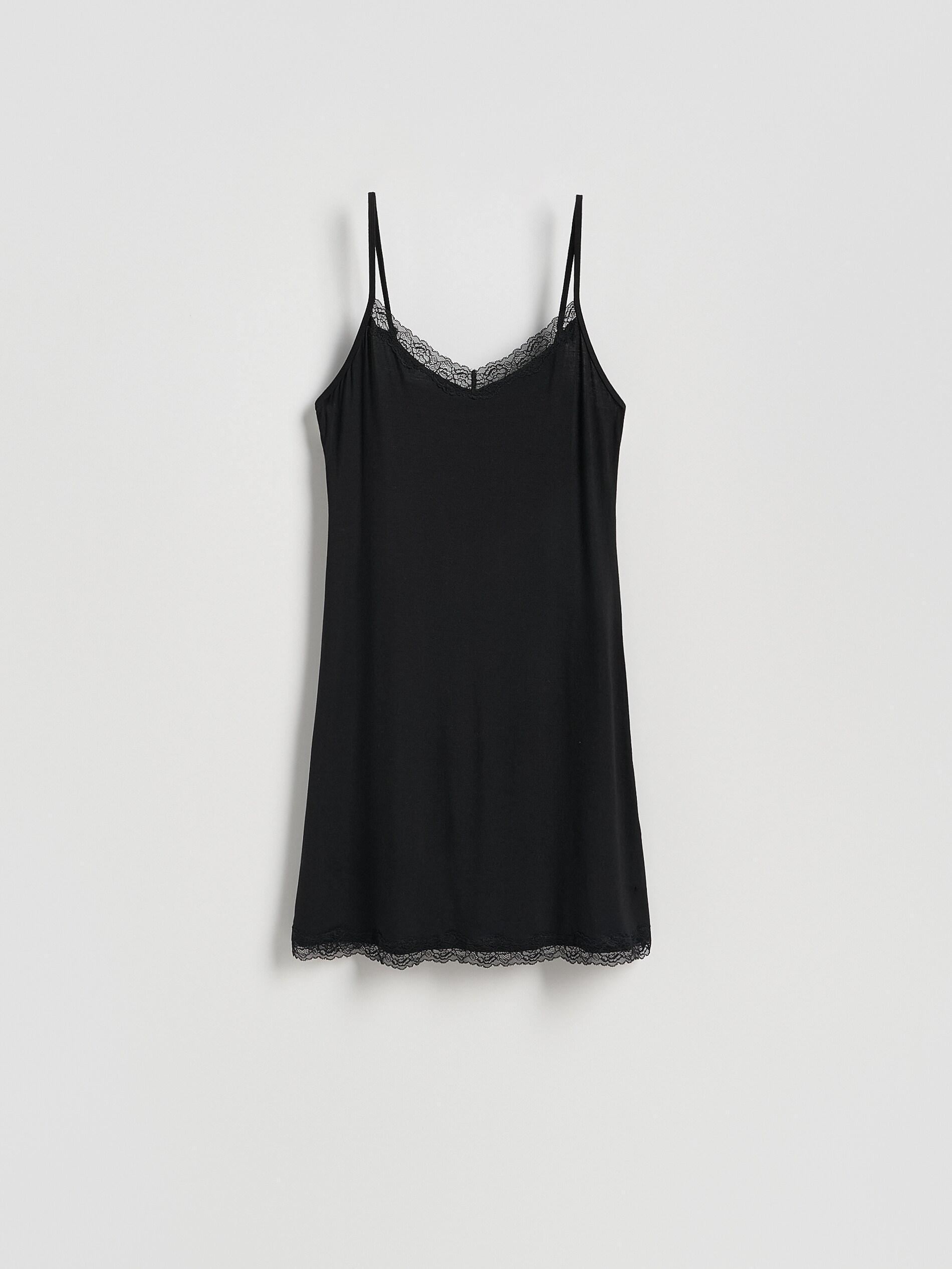 Black Viscose Rich Nightdress, Black, large image number 4