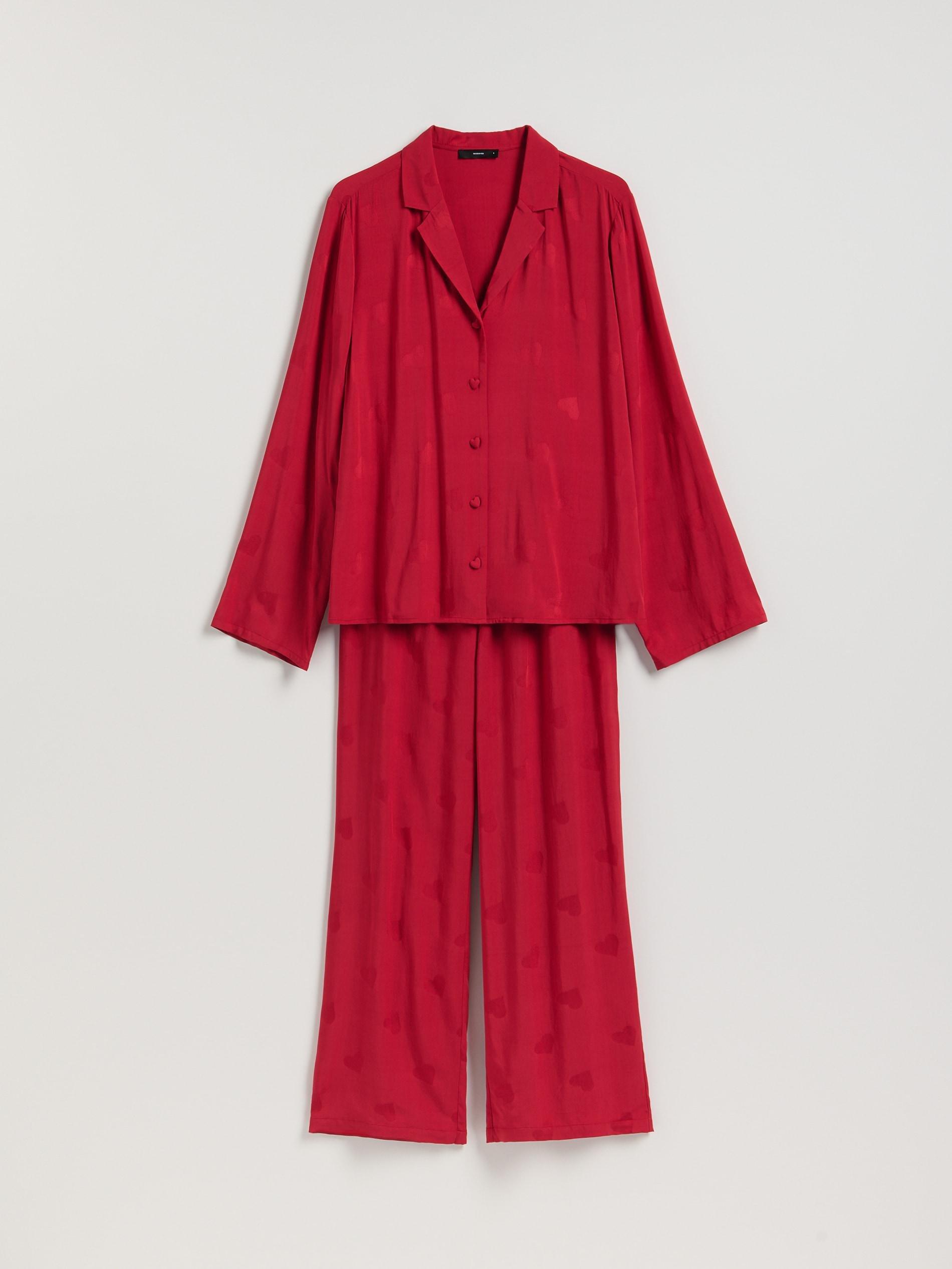 Red Two Piece Pyjama Set With Heart Print, Red, large image number 4