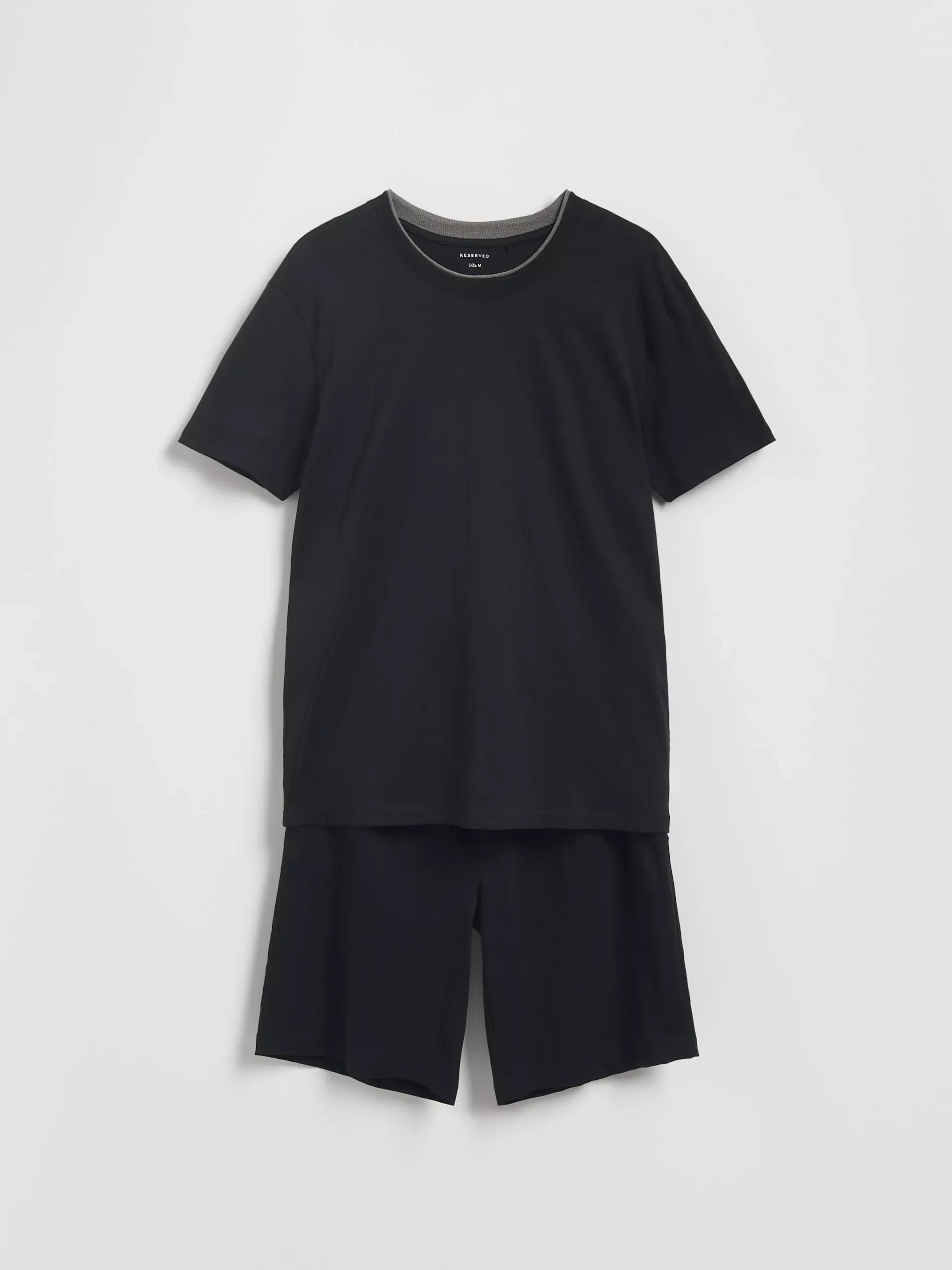 BLACK Two piece cotton pyjama set, , large image number 0