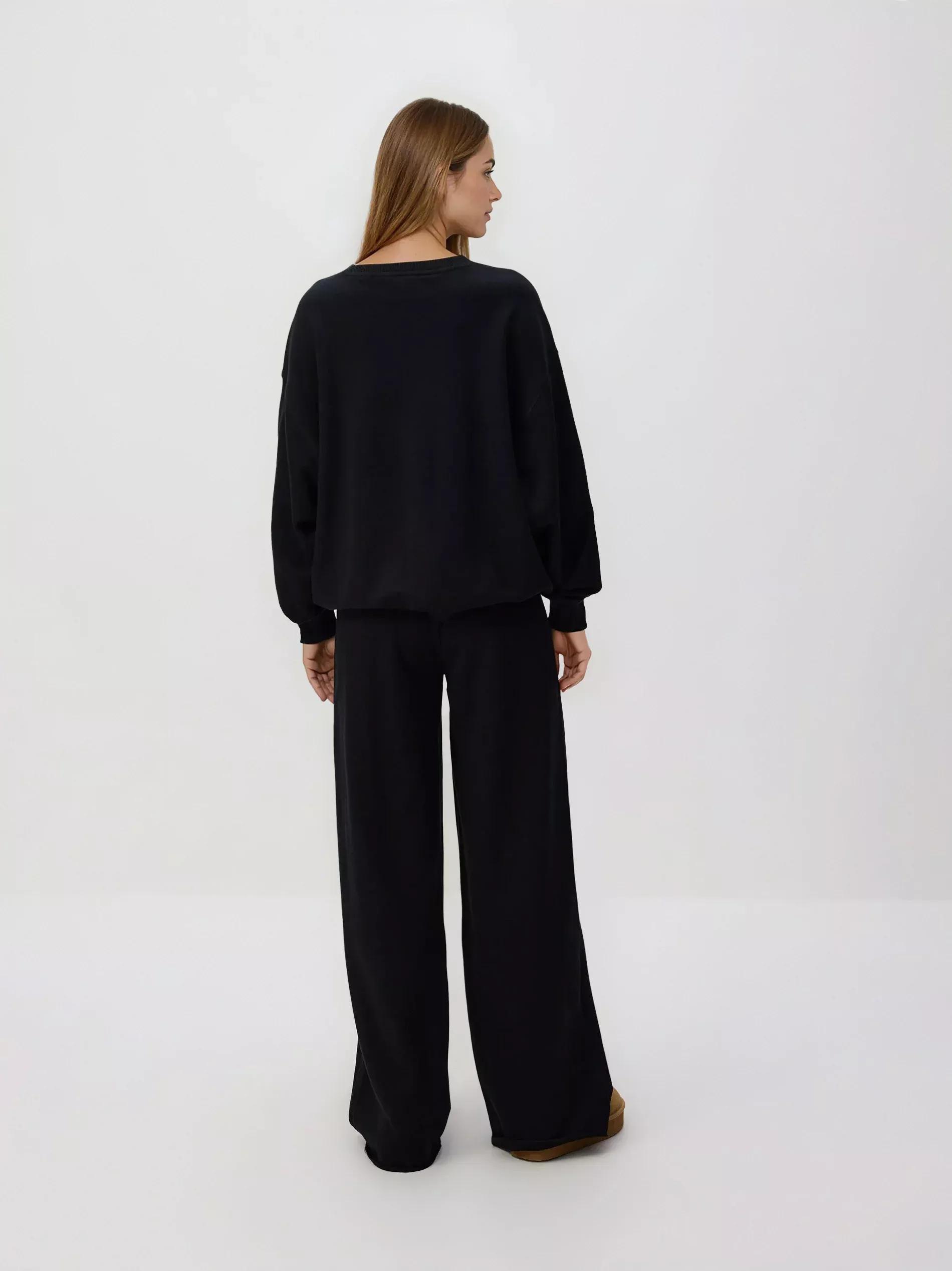 Black Sweatpants With Wide Legs, Black, medium