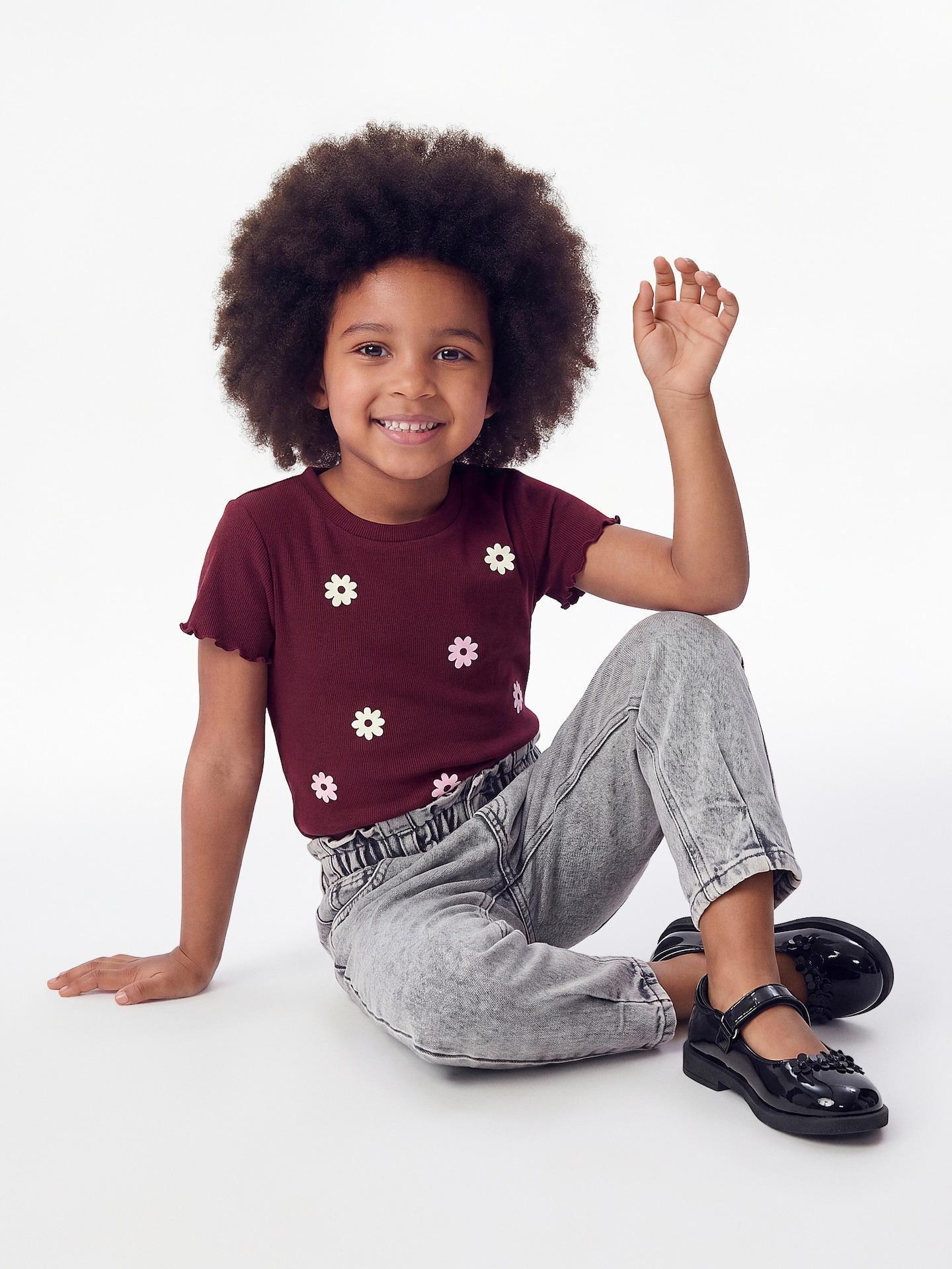 Red Rib Knit T-Shirt, Burgundy, large image number 0