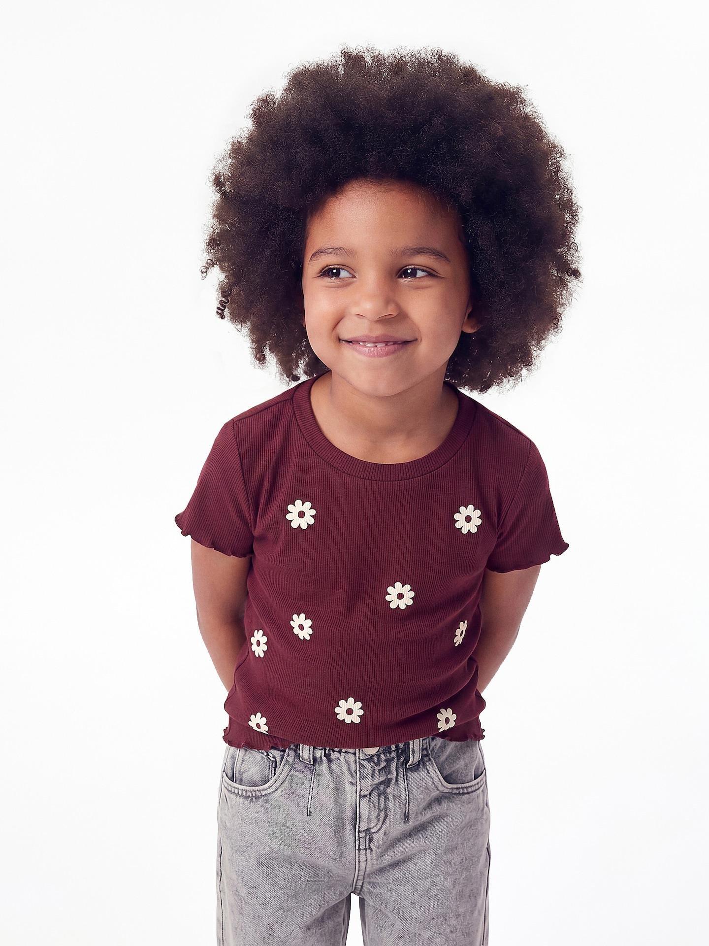 Red Rib Knit T-Shirt, Burgundy, medium