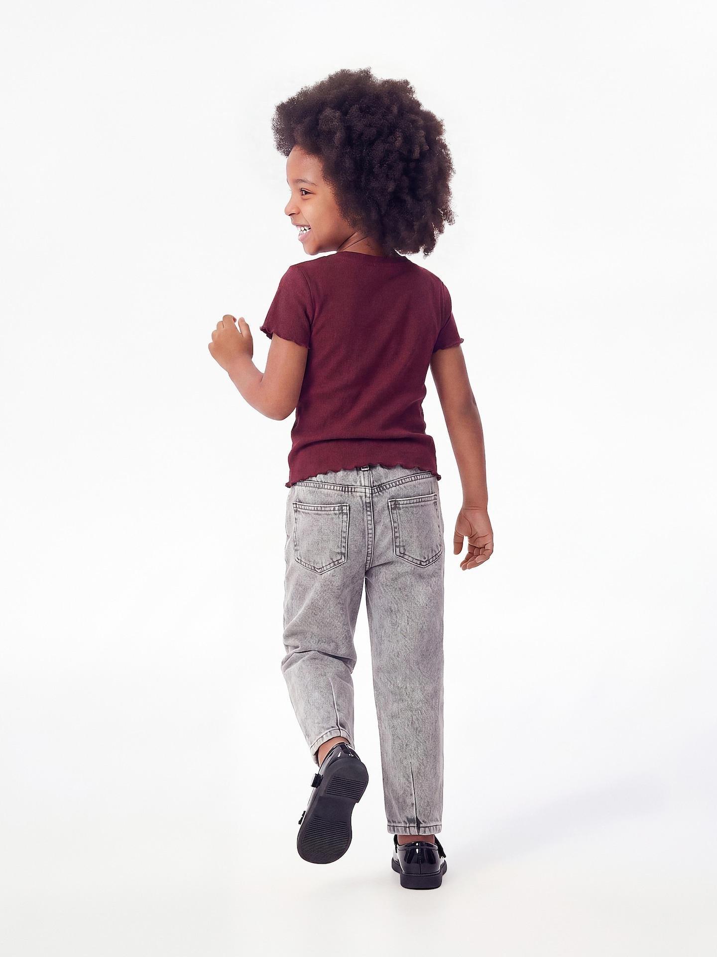 Red Rib Knit T-Shirt, Burgundy, large image number 3