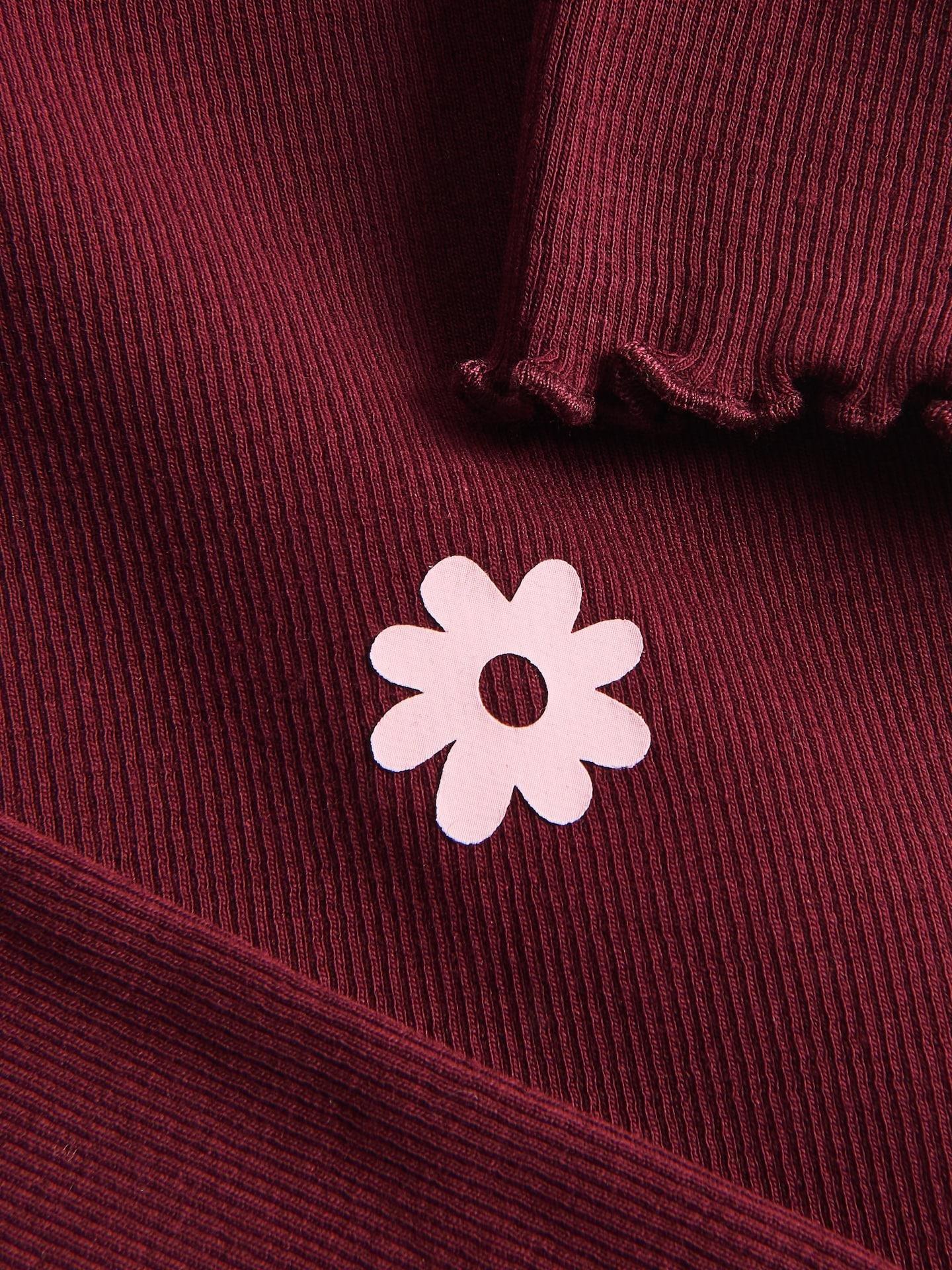 Red Rib Knit T-Shirt, Burgundy, large image number 4