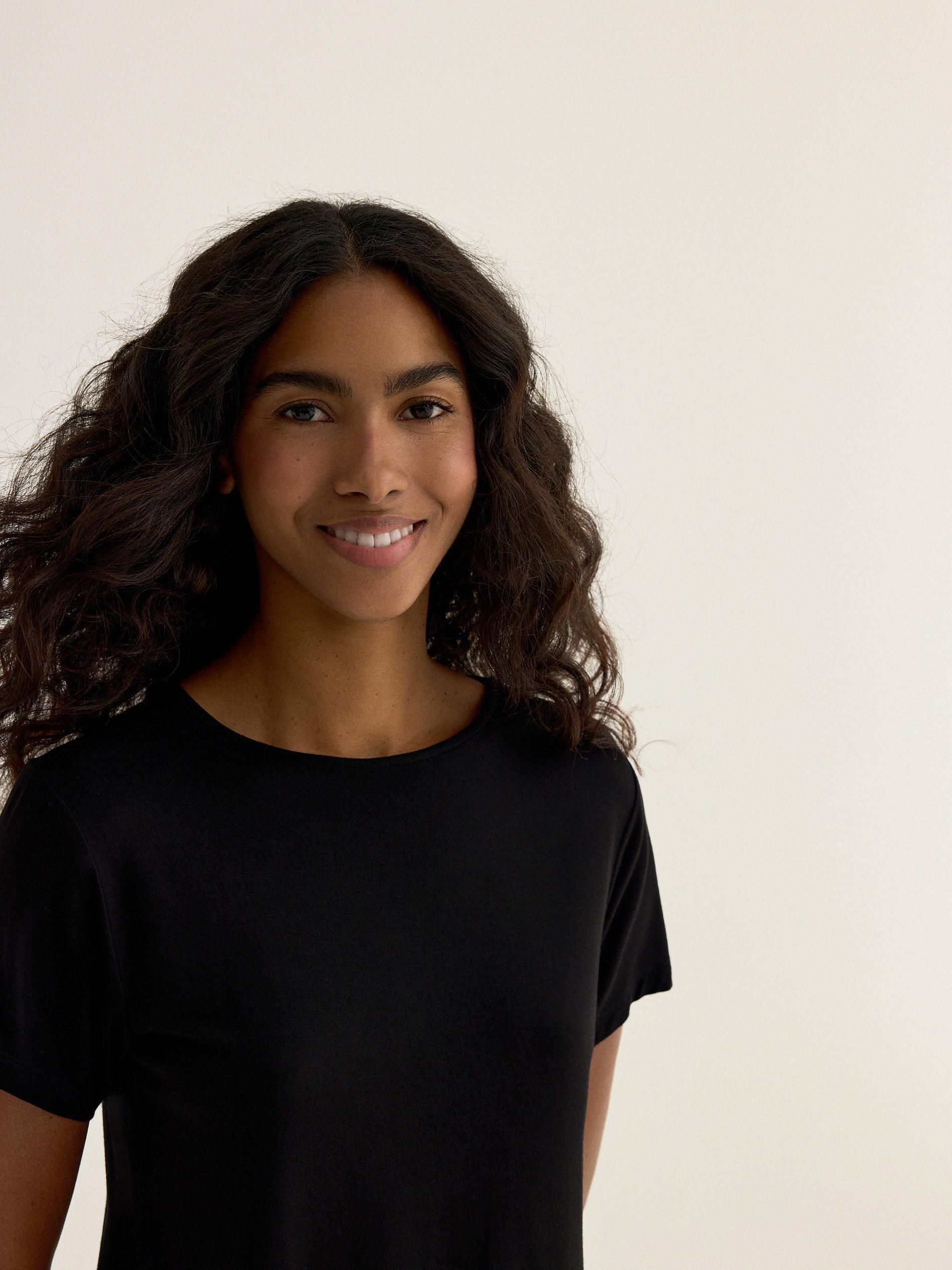 Black Viscose Pjs, Black, medium