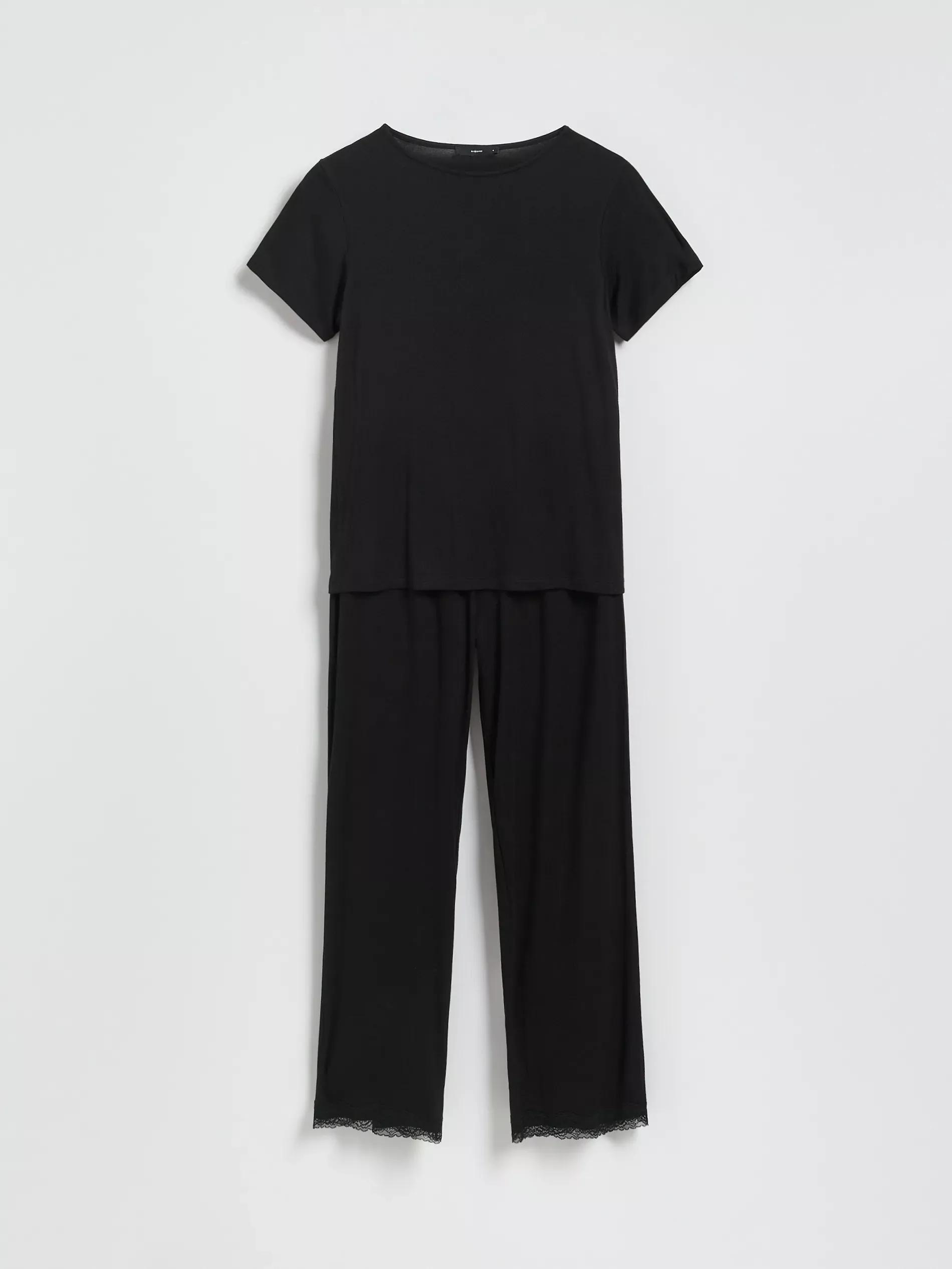 Black Viscose Pjs, Black, large image number 4