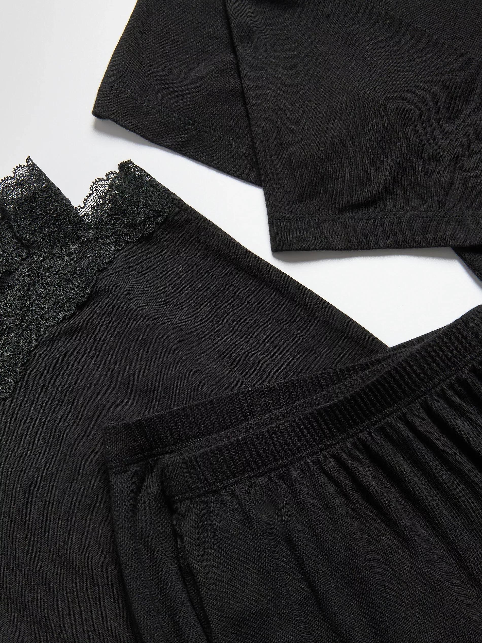 Black Viscose Pjs, Black, large image number 5