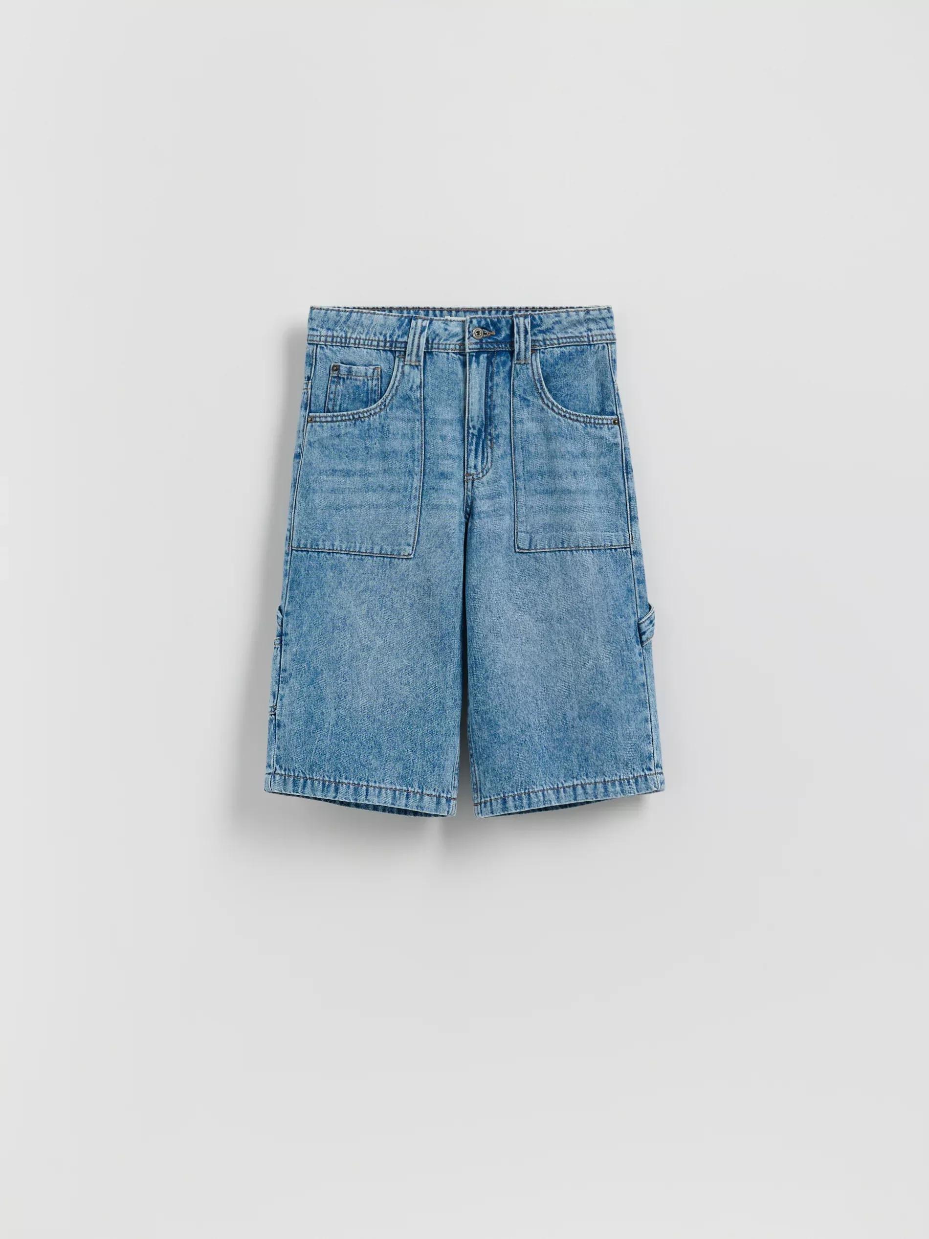Blue denim shorts, , large image number 0