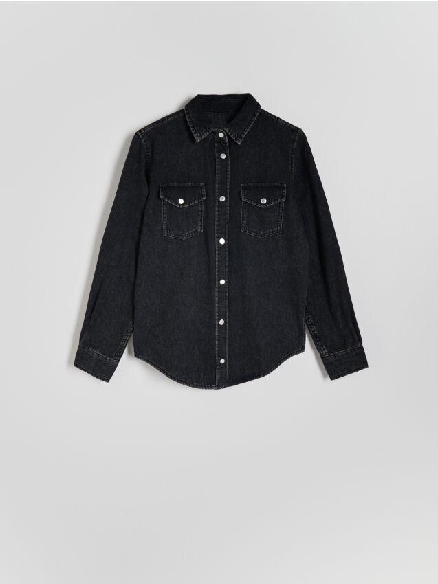 Black Denim Shirt, , large image number 0
