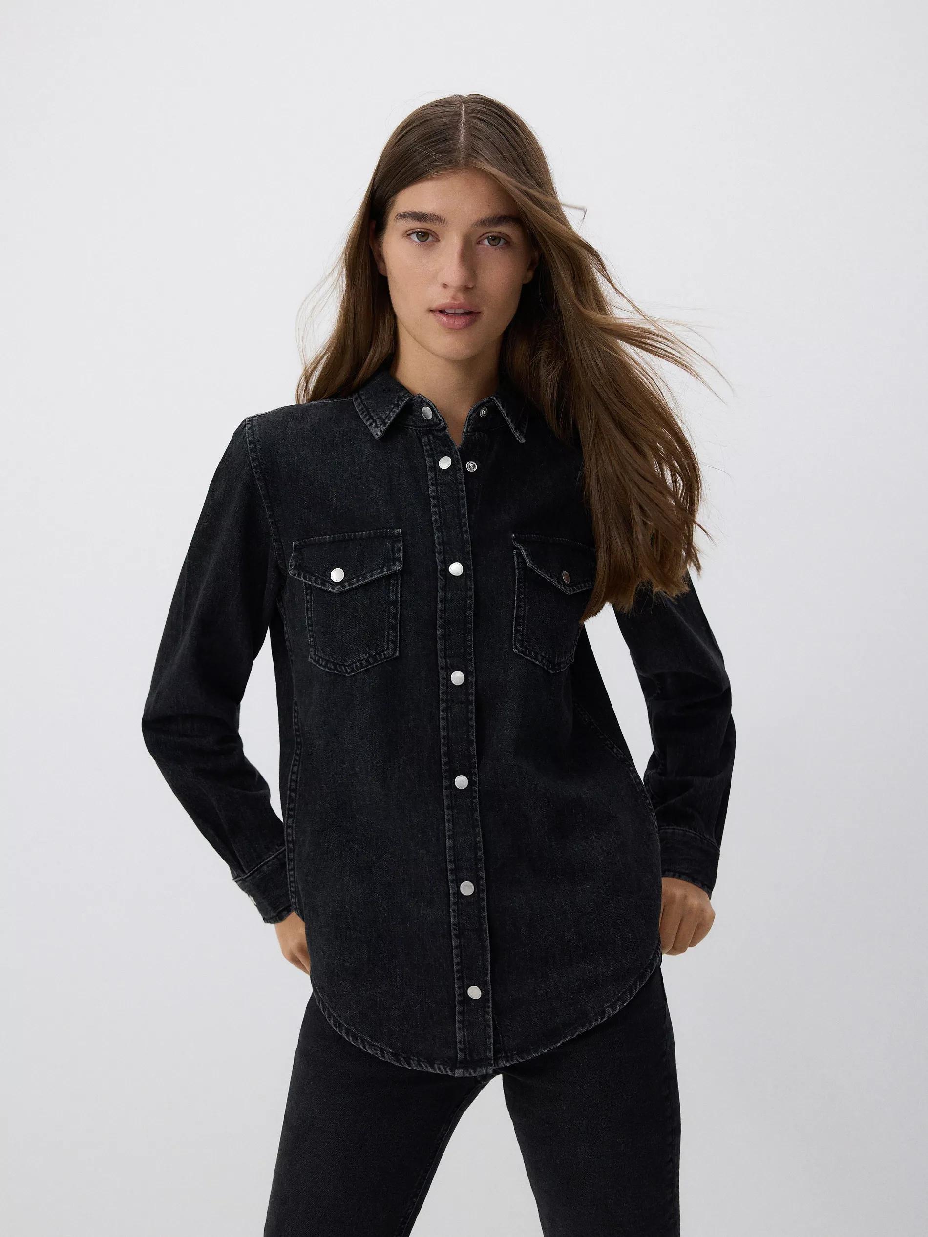 Black Denim Shirt, , large image number 2