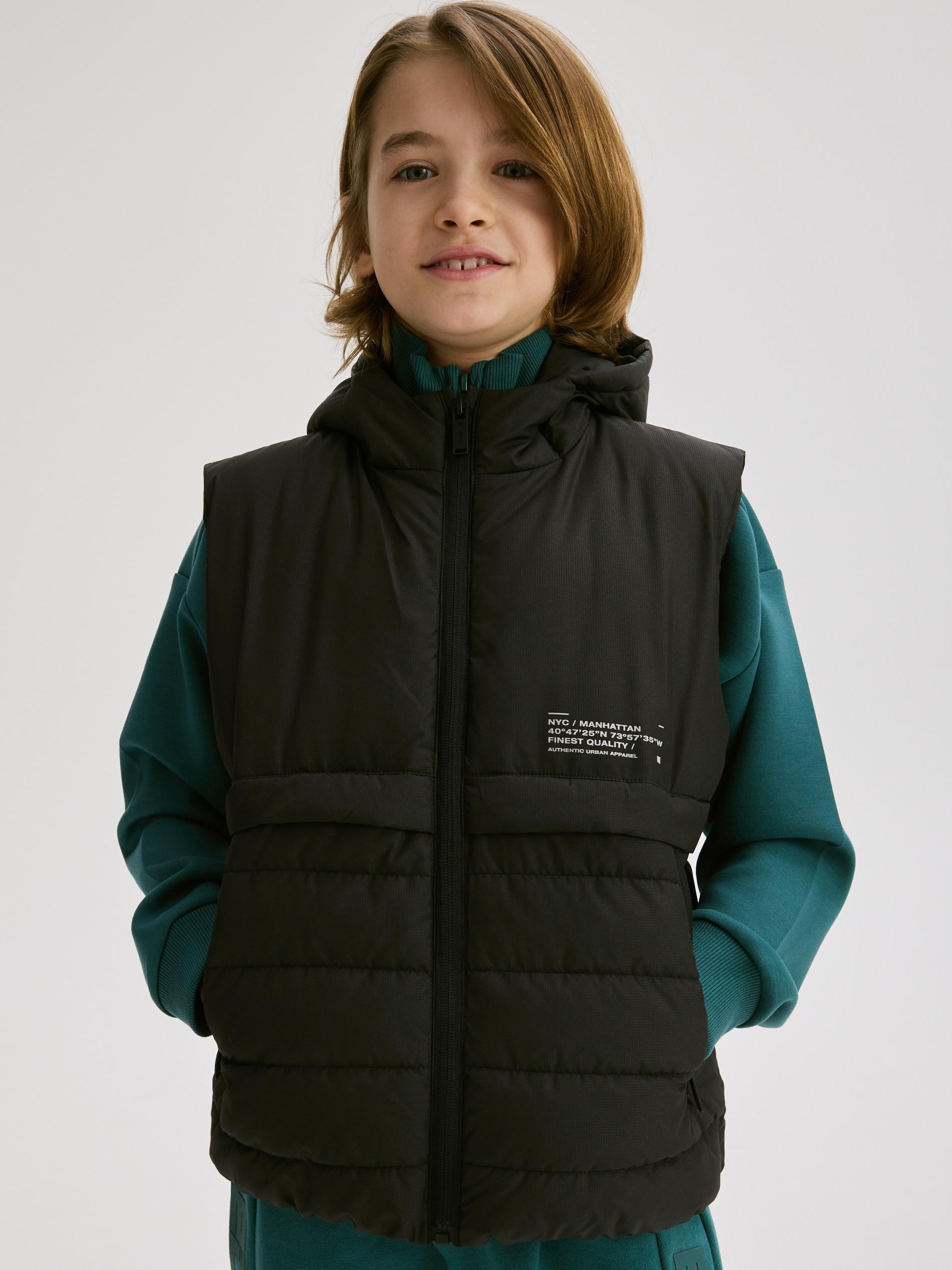 BLACK Hooded vest, , large image number 0