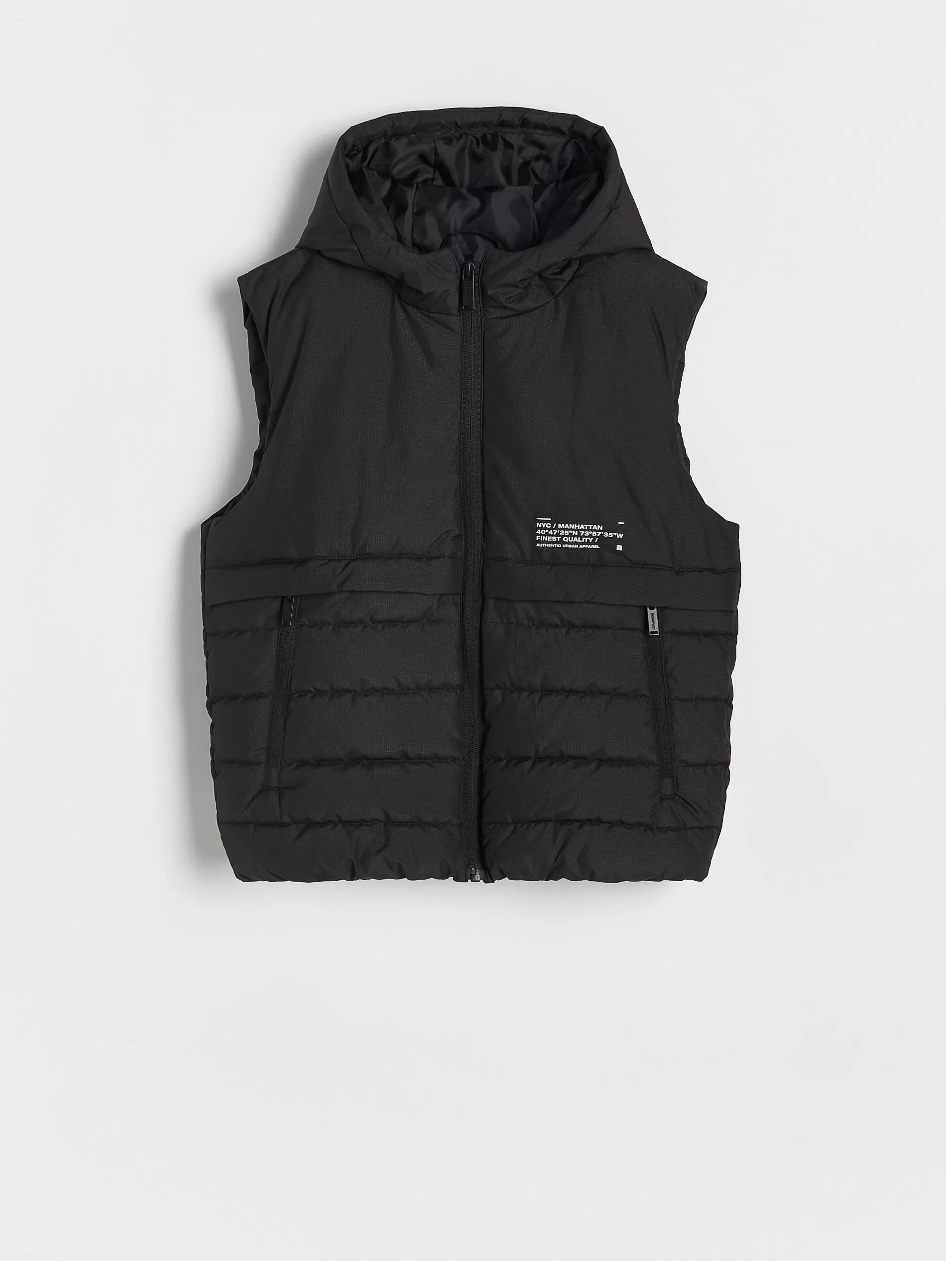 BLACK Hooded vest, , large image number 1