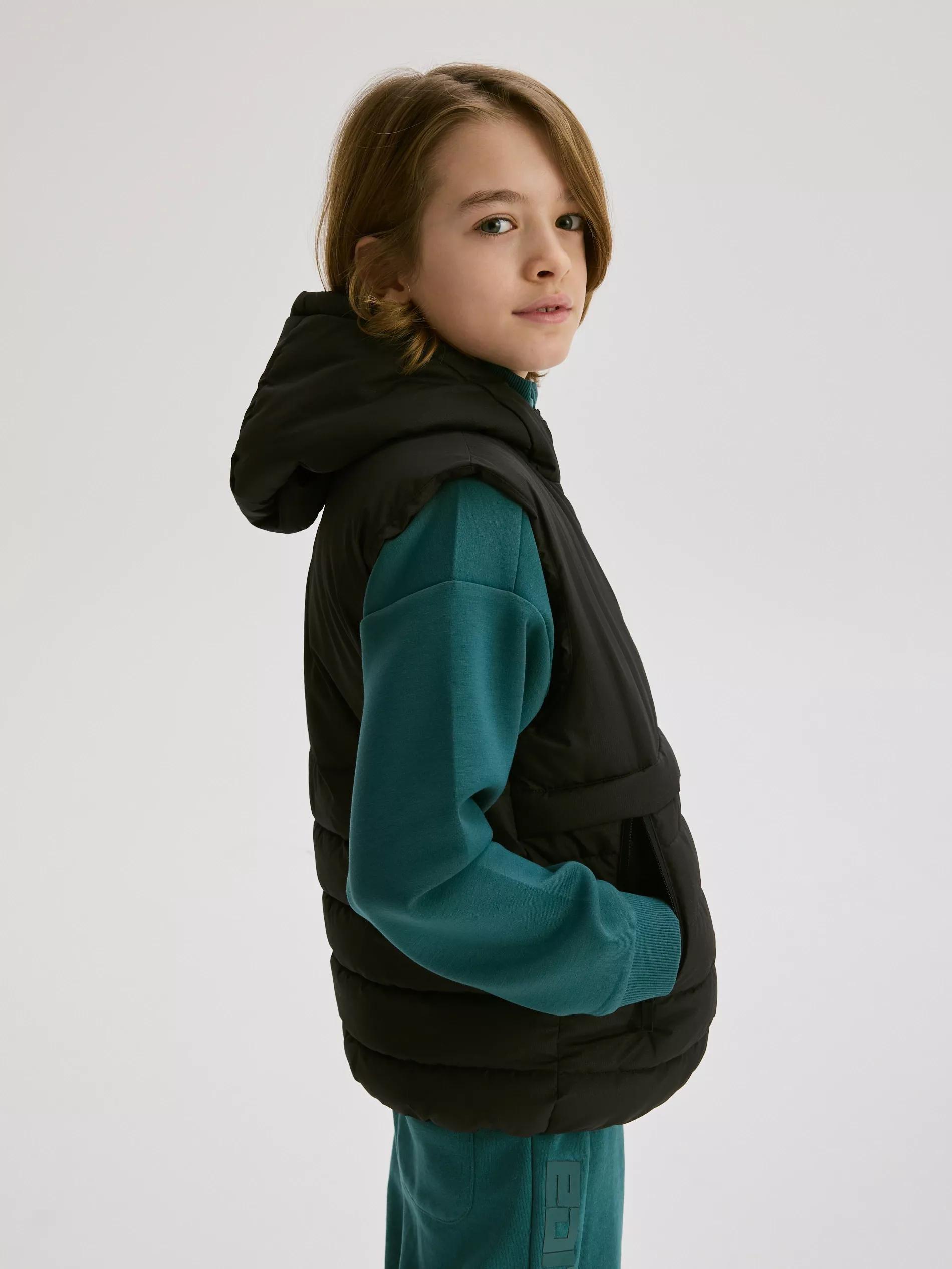 BLACK Hooded vest, , large image number 4