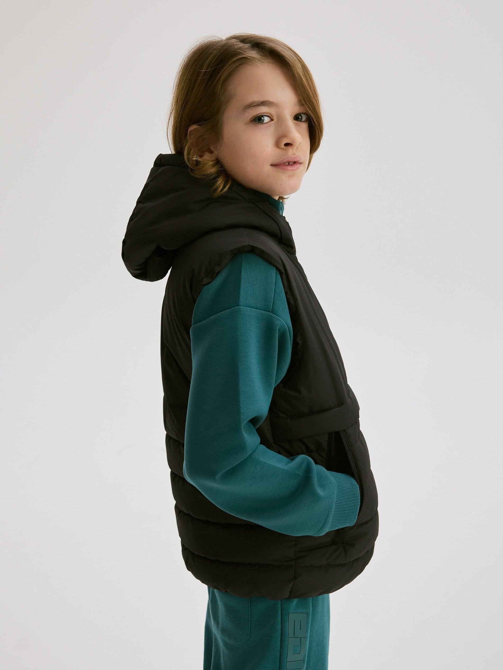 BLACK Hooded vest, Black, large image number 4