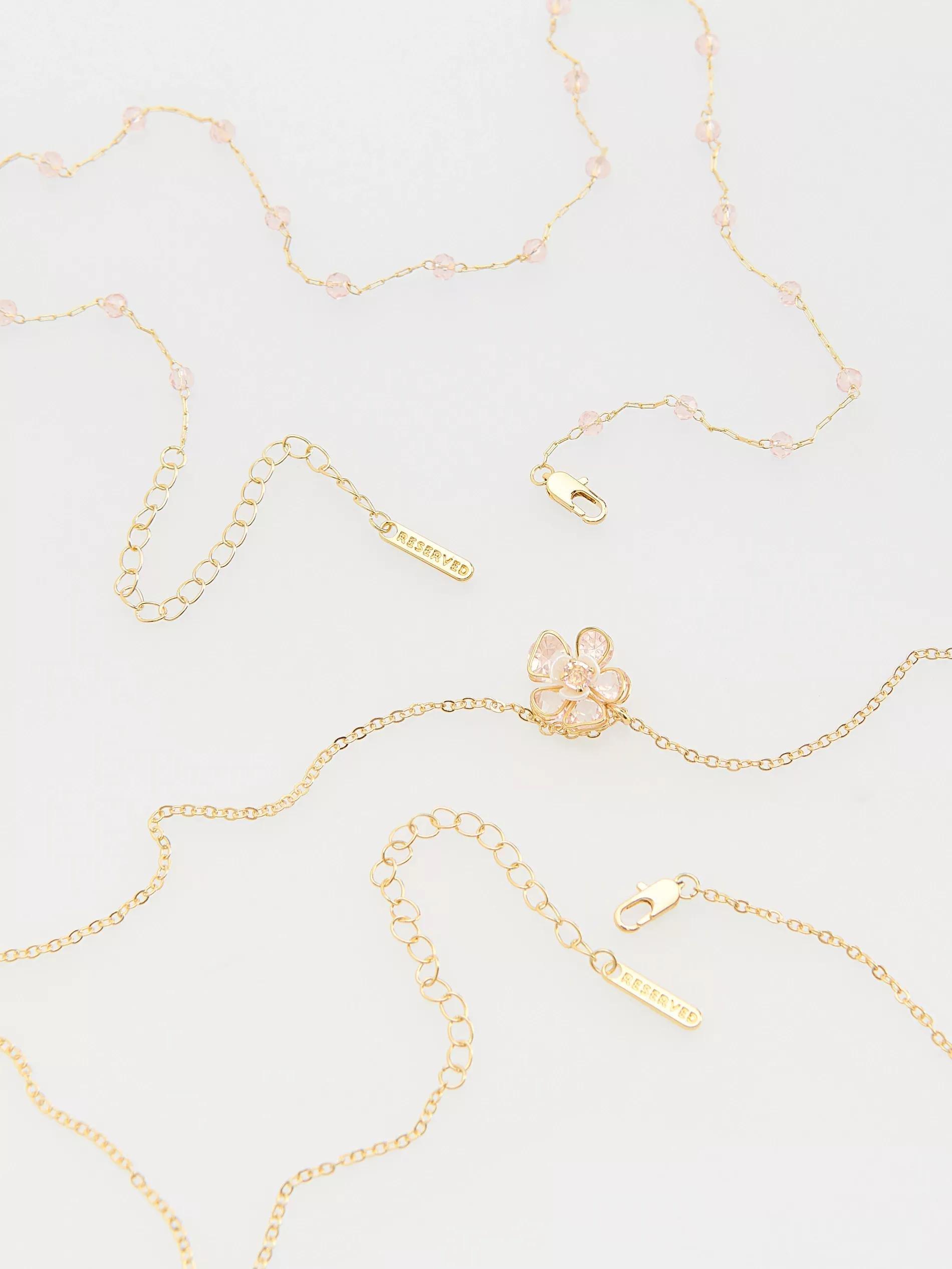 Multicolour Necklaces With Floral Pendant Set, Multicolor, large image number 1