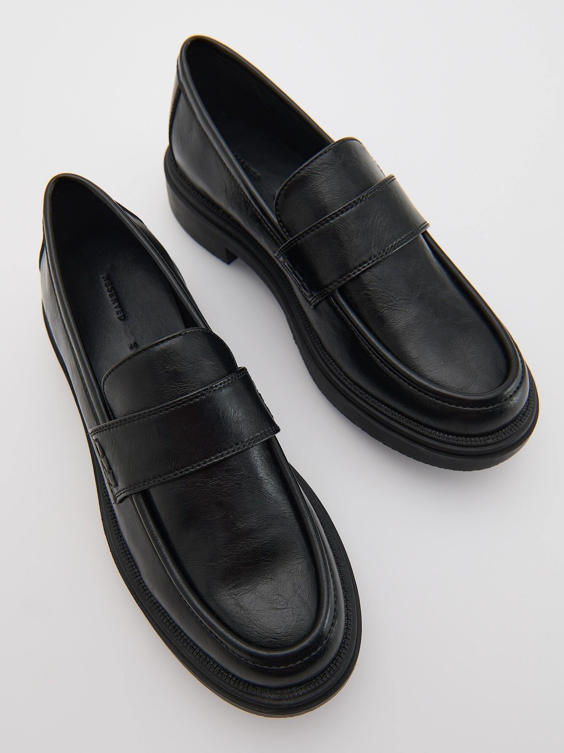 Black Leather Loafers, Black, large image number 2