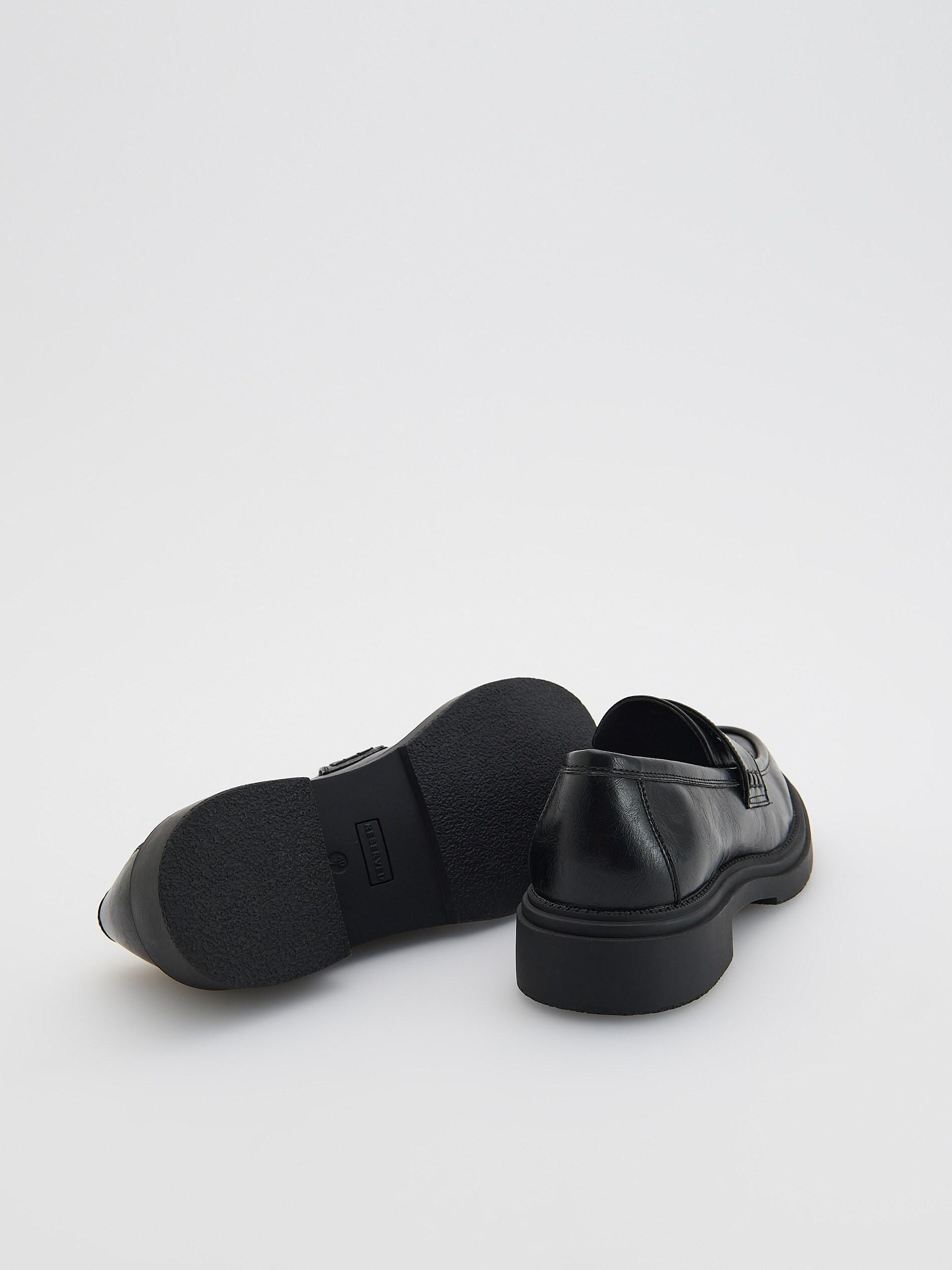 Black Leather Loafers, Black, large image number 3