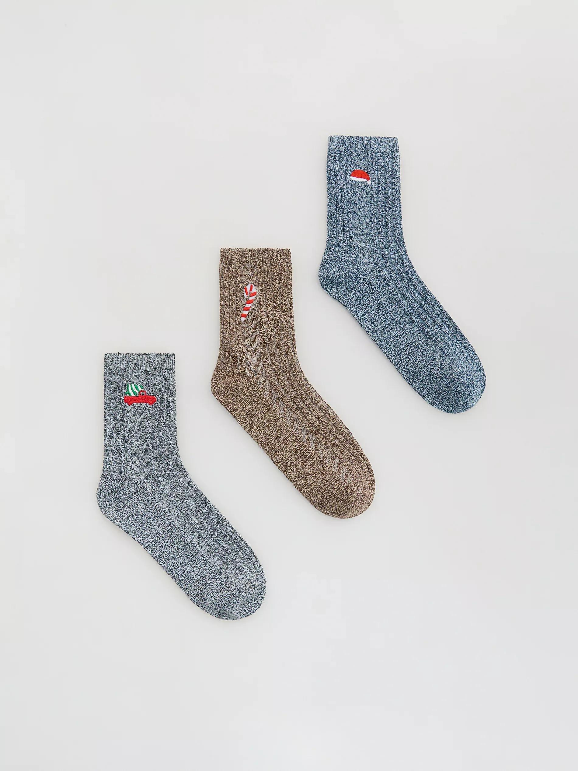 BLACK Christmas socks 3 pack, Black, large image number 0