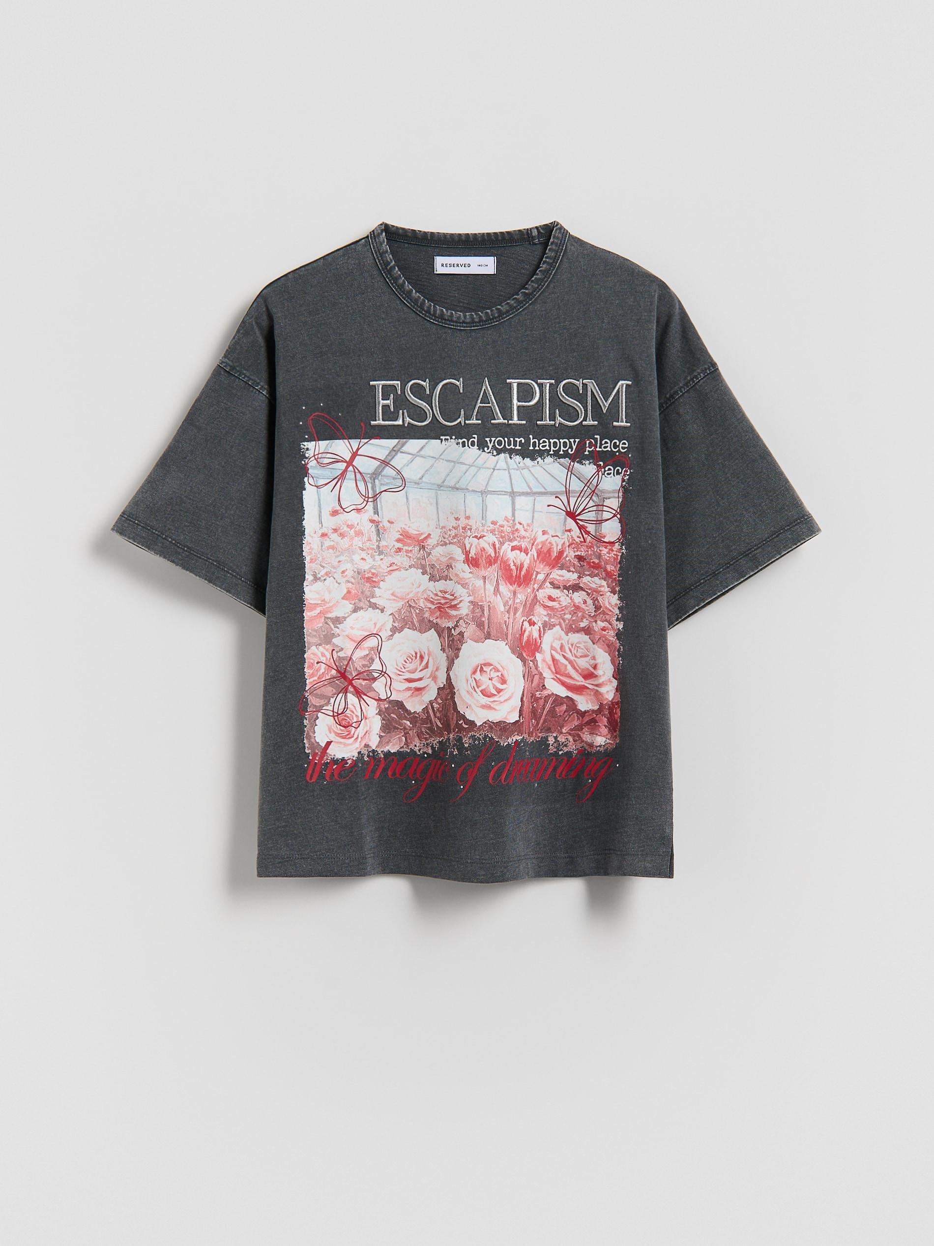 Grey T-Shirt With Print, Grey, medium