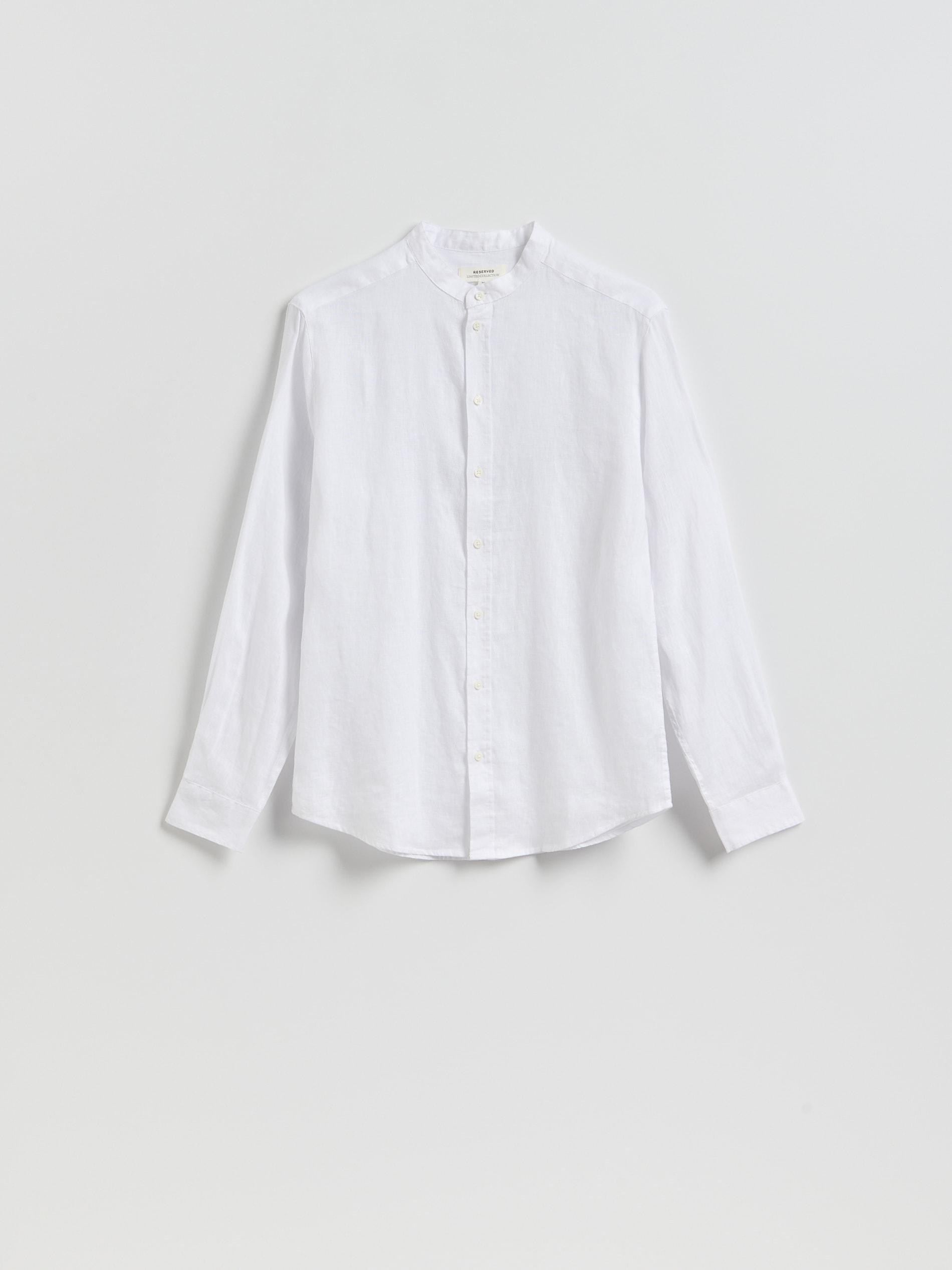 White Regular Fit Linen Shirt, White, large image number 4