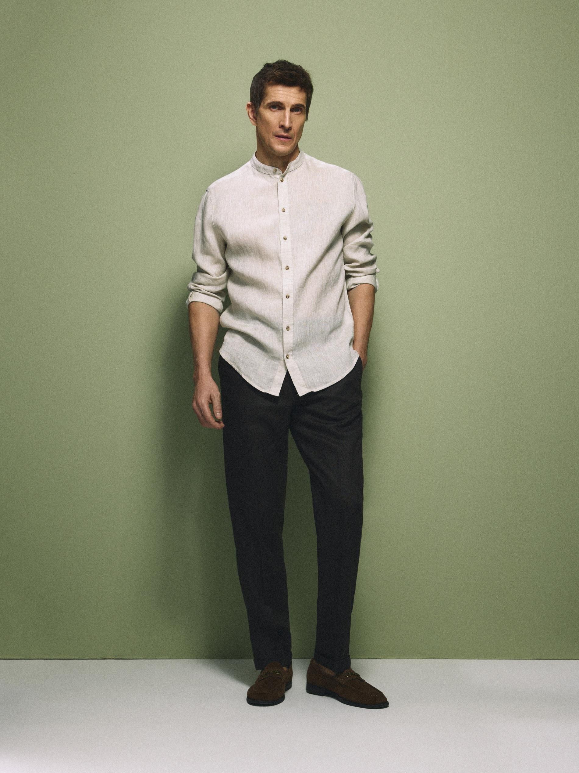 Beige Regular Fit Linen Shirt, Beige, large image number 0