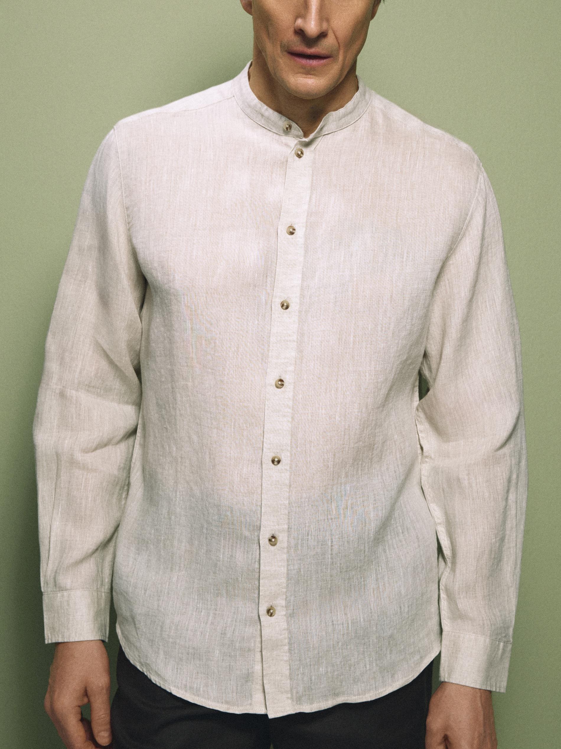 Beige Regular Fit Linen Shirt, Beige, large image number 1