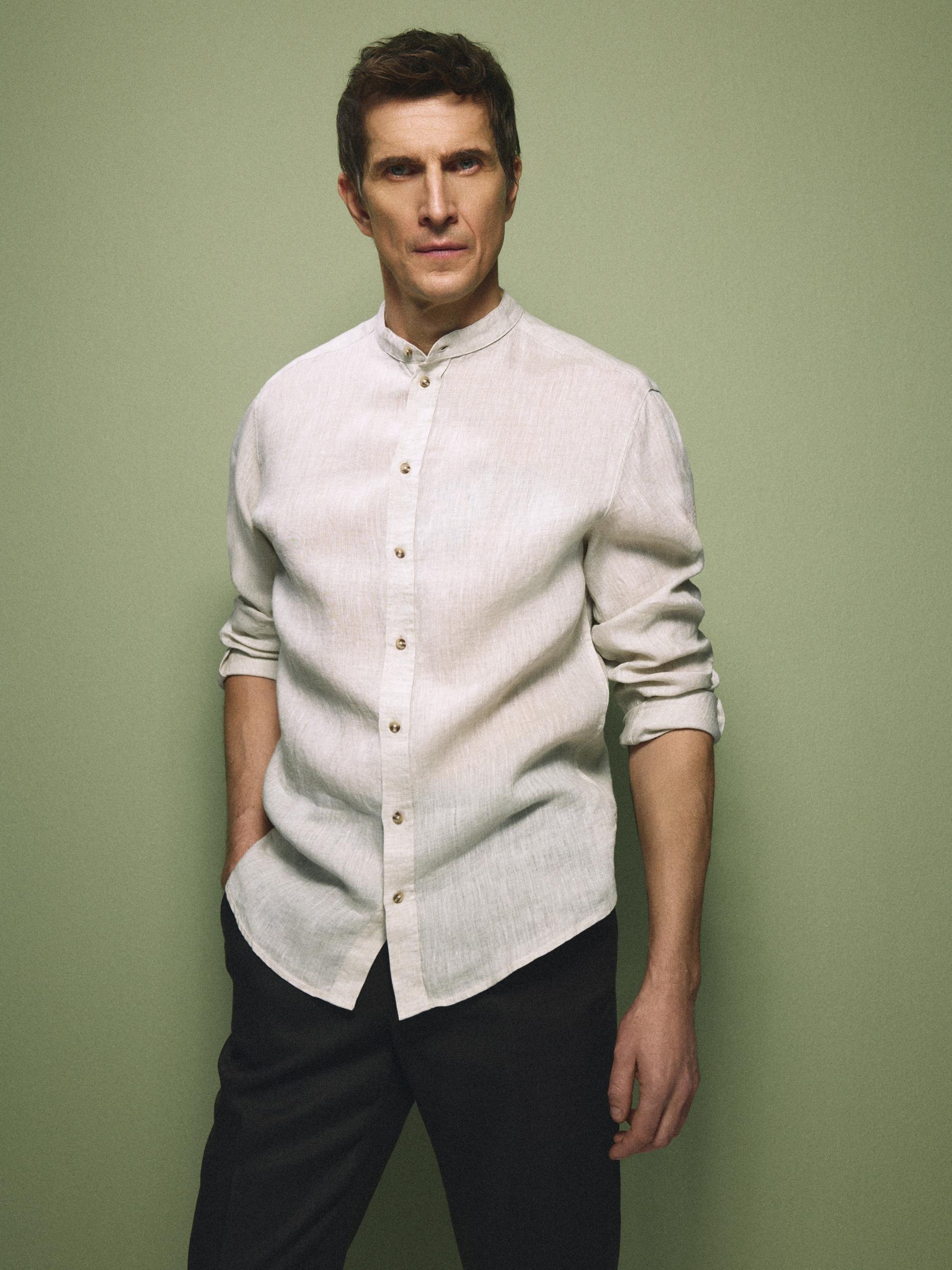 Beige Regular Fit Linen Shirt, Beige, large image number 2