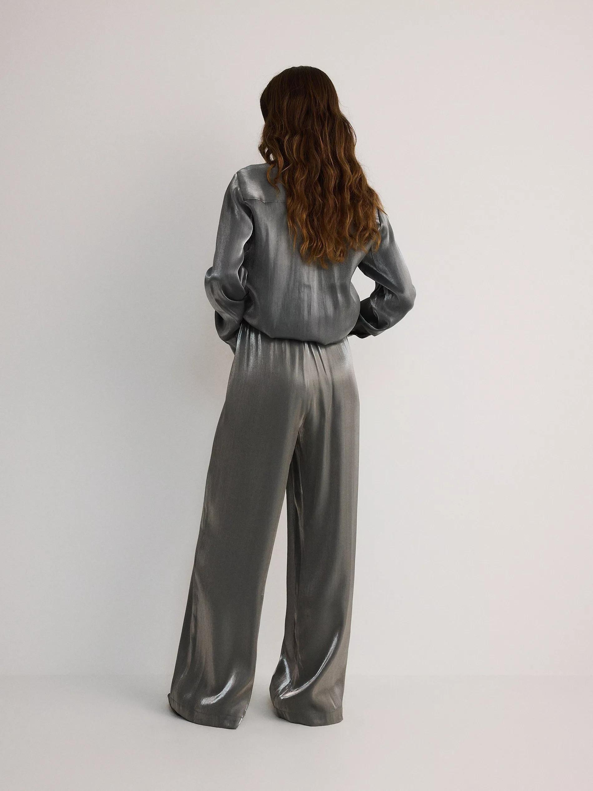 Grey Wide Leg Trousers, , large image number 3