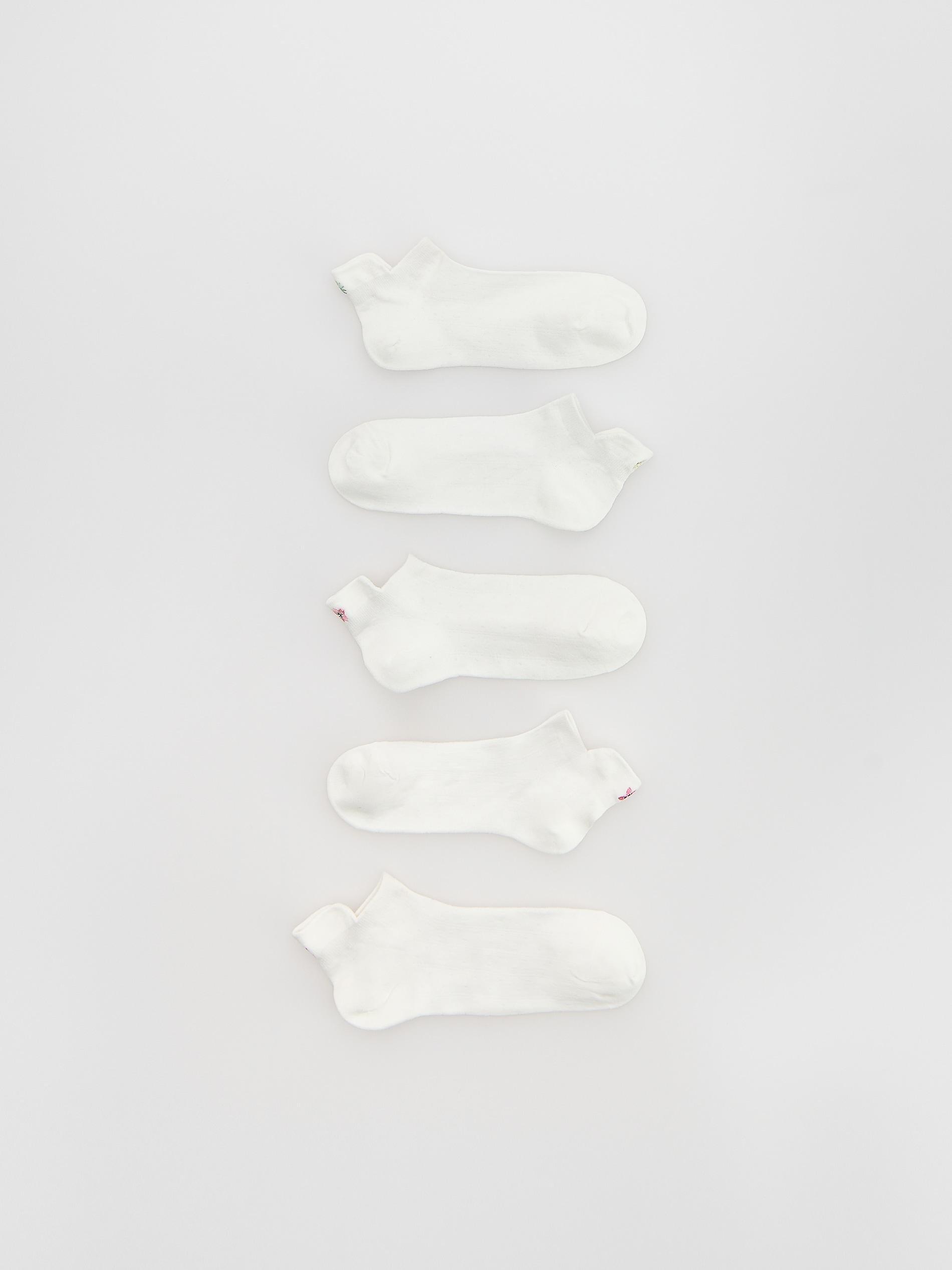 Cream Socks With Embroidery Detail 5 Pack, Ivory, large image number 0