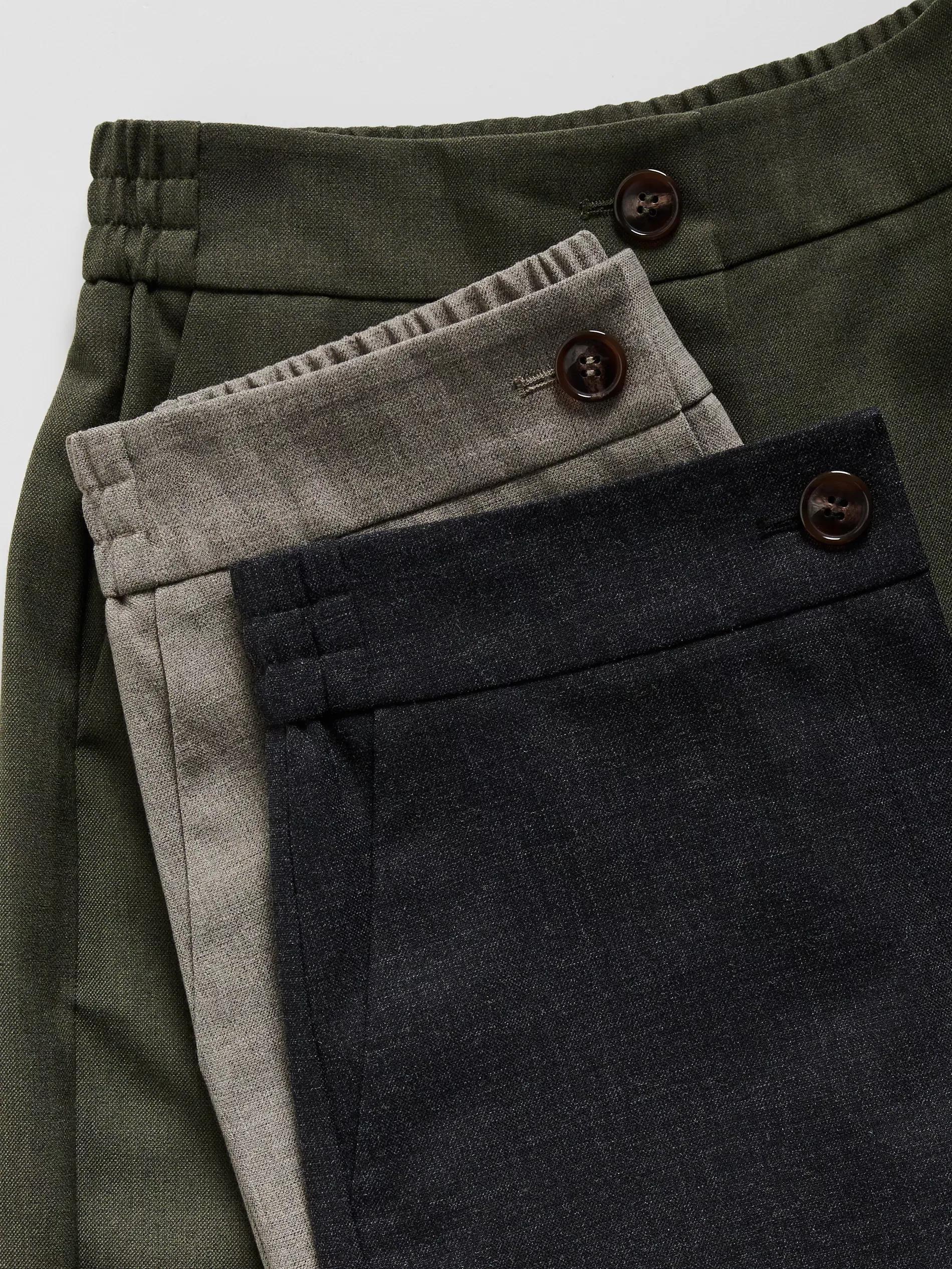 Green Wide Leg Trousers, Khaki, large image number 1