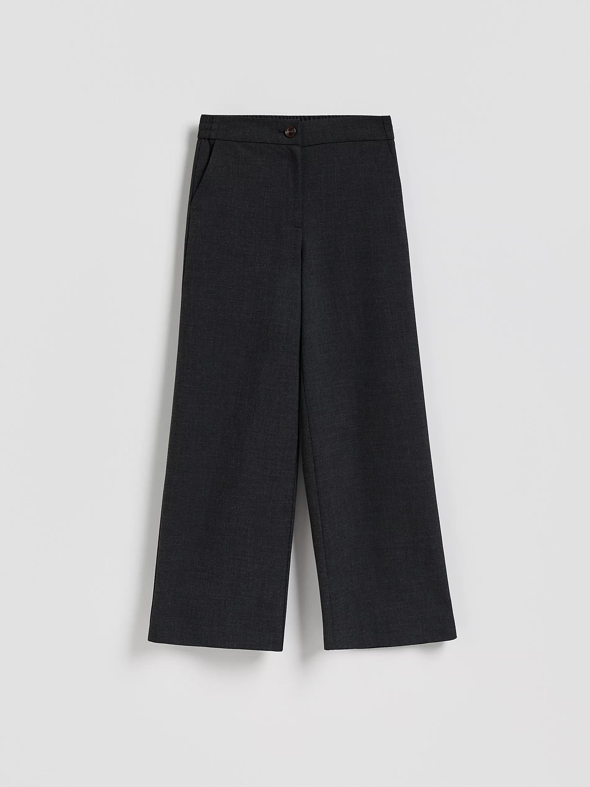 Black Wide Leg Trousers, Black, large image number 0
