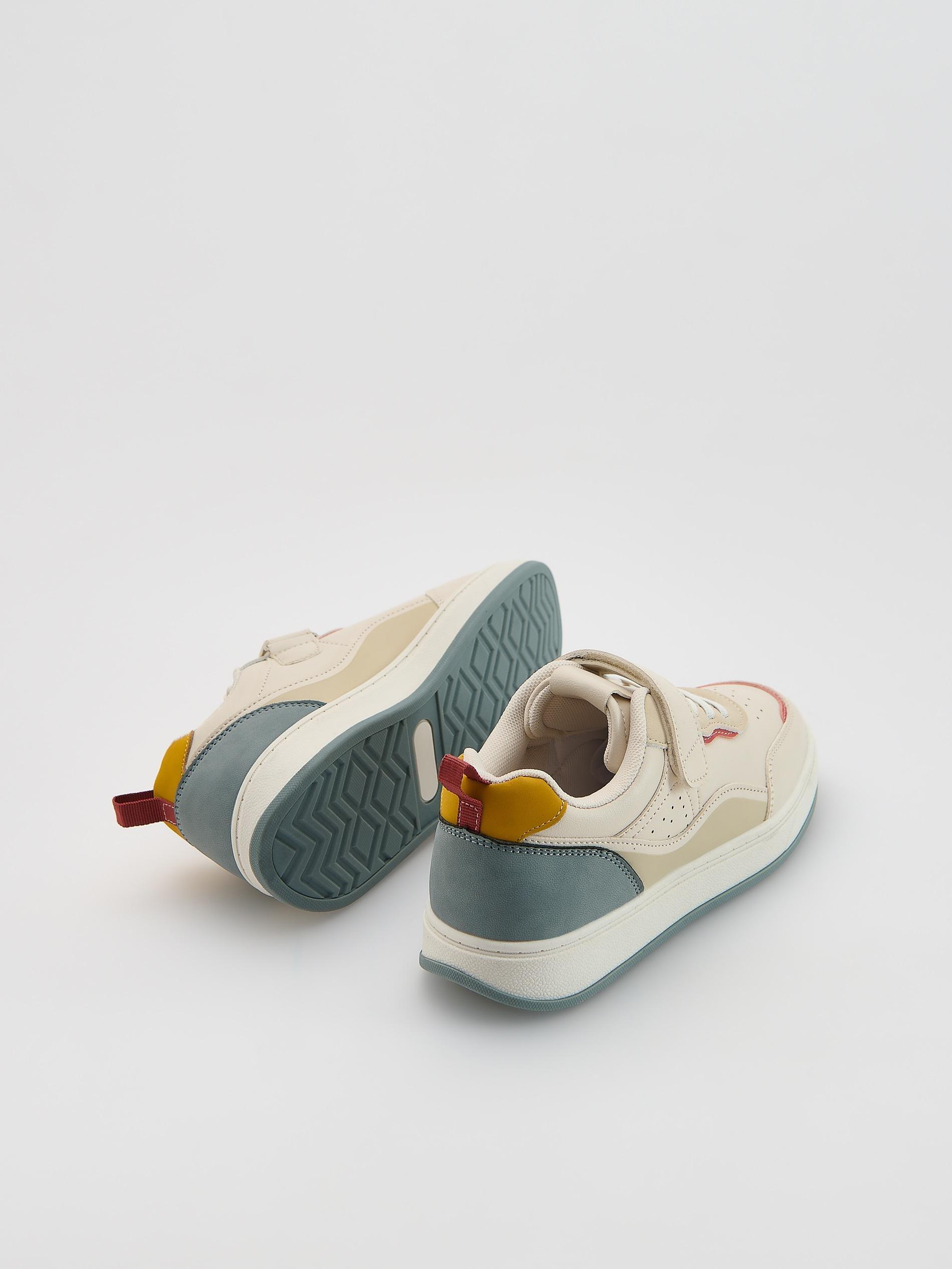 Beige Velcro Strap Trainers, Beige, large image number 2