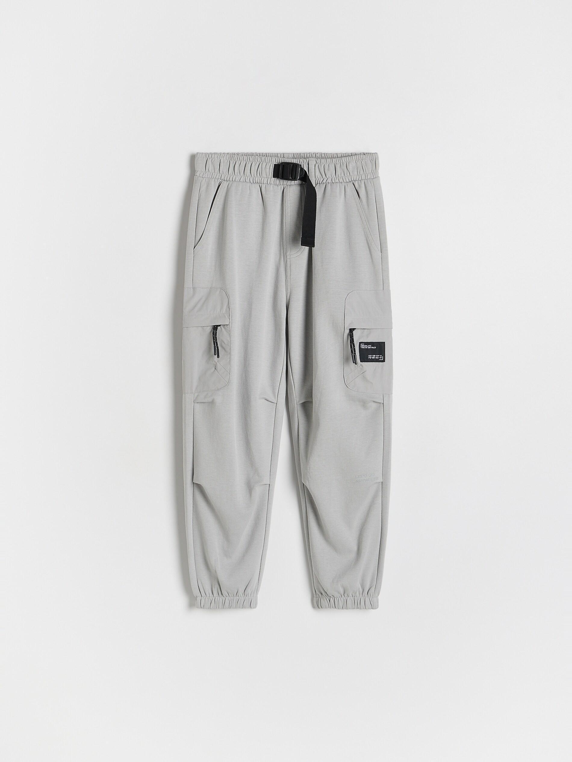 Grey Cotton Jogger Pants, Light grey, large image number 0