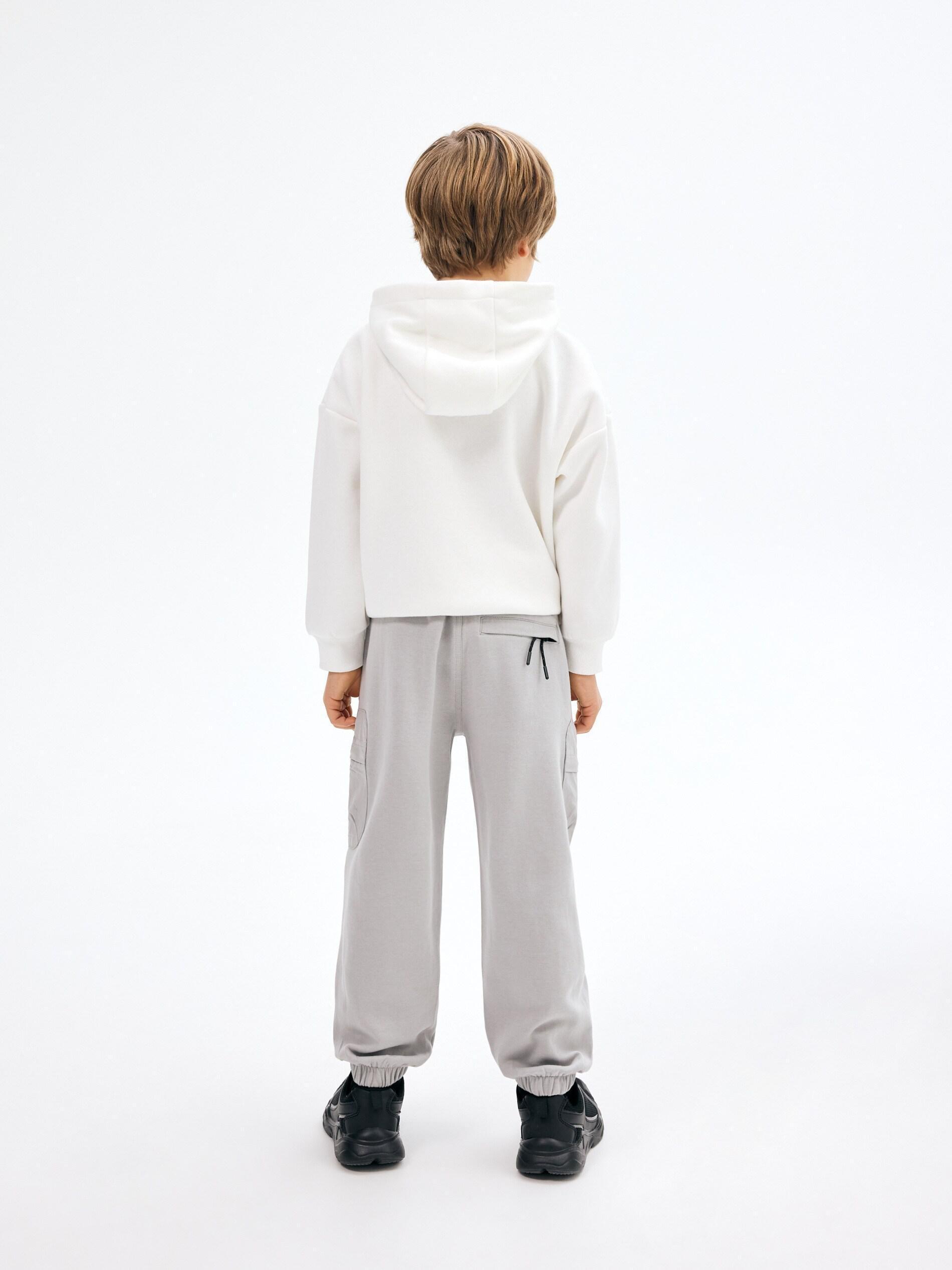 Grey Cotton Jogger Pants, Light grey, large image number 4