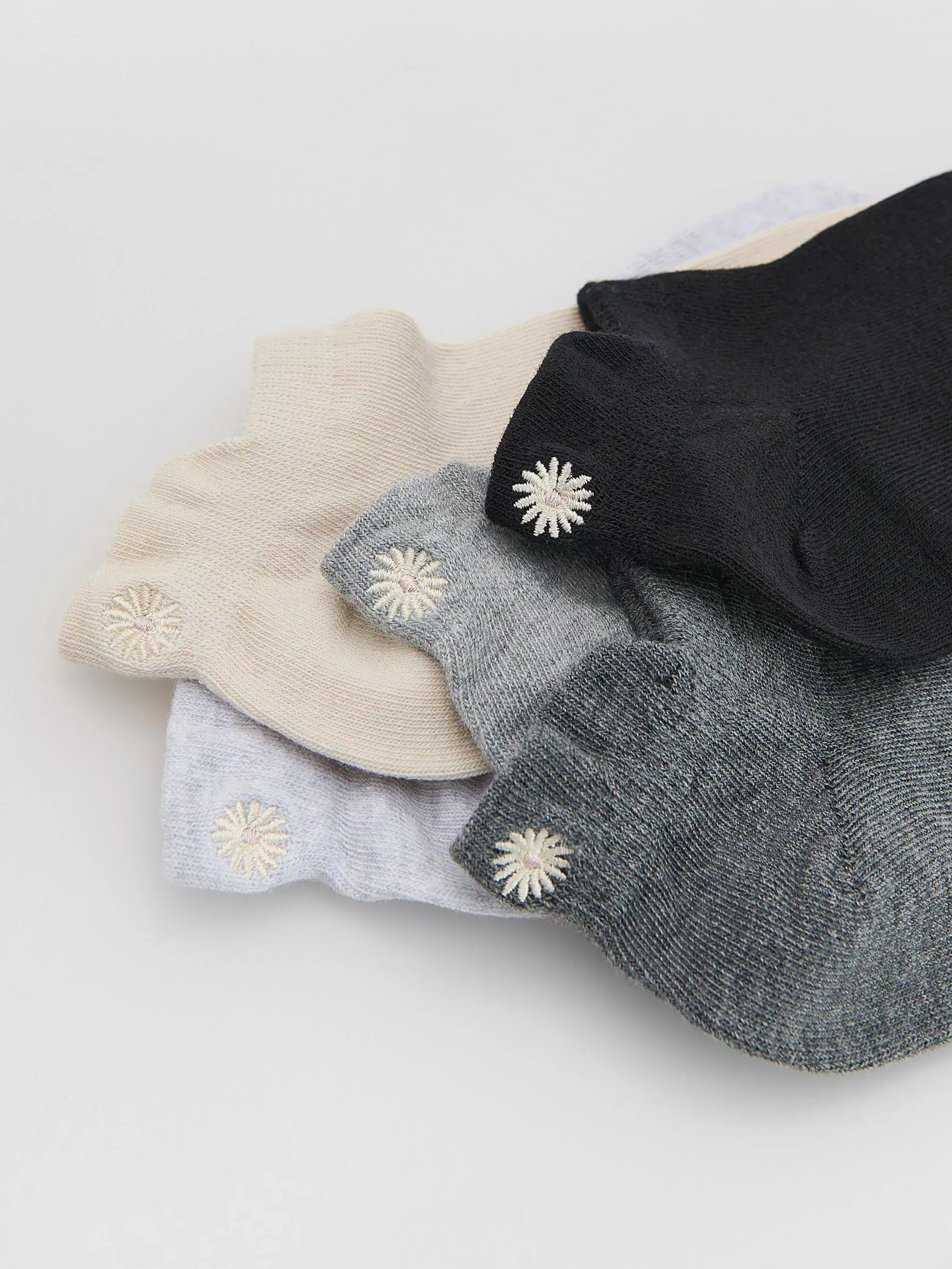 Black Embroidered Socks 5-Pack, , large image number 1