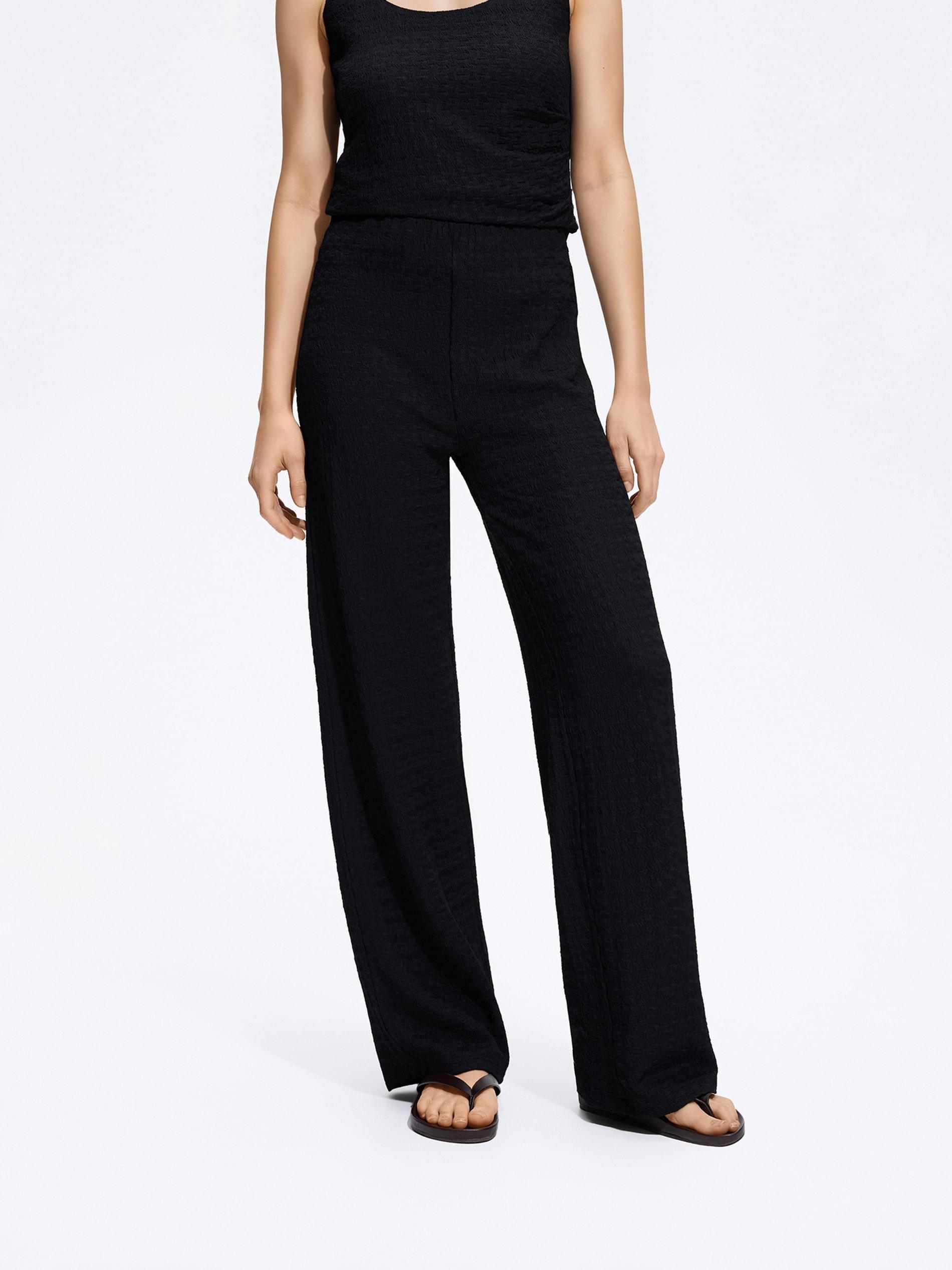 Black Structural Fabric Trousers, Black, large image number 1